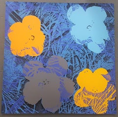 Flowers (Yellow, Grey, Blue Hues - Pop Art) 
