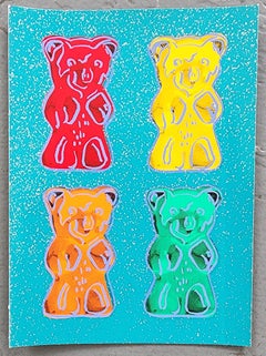 Gummi Bears #2 + Glitter, Small - TEAL (Pop Art, Warhol)