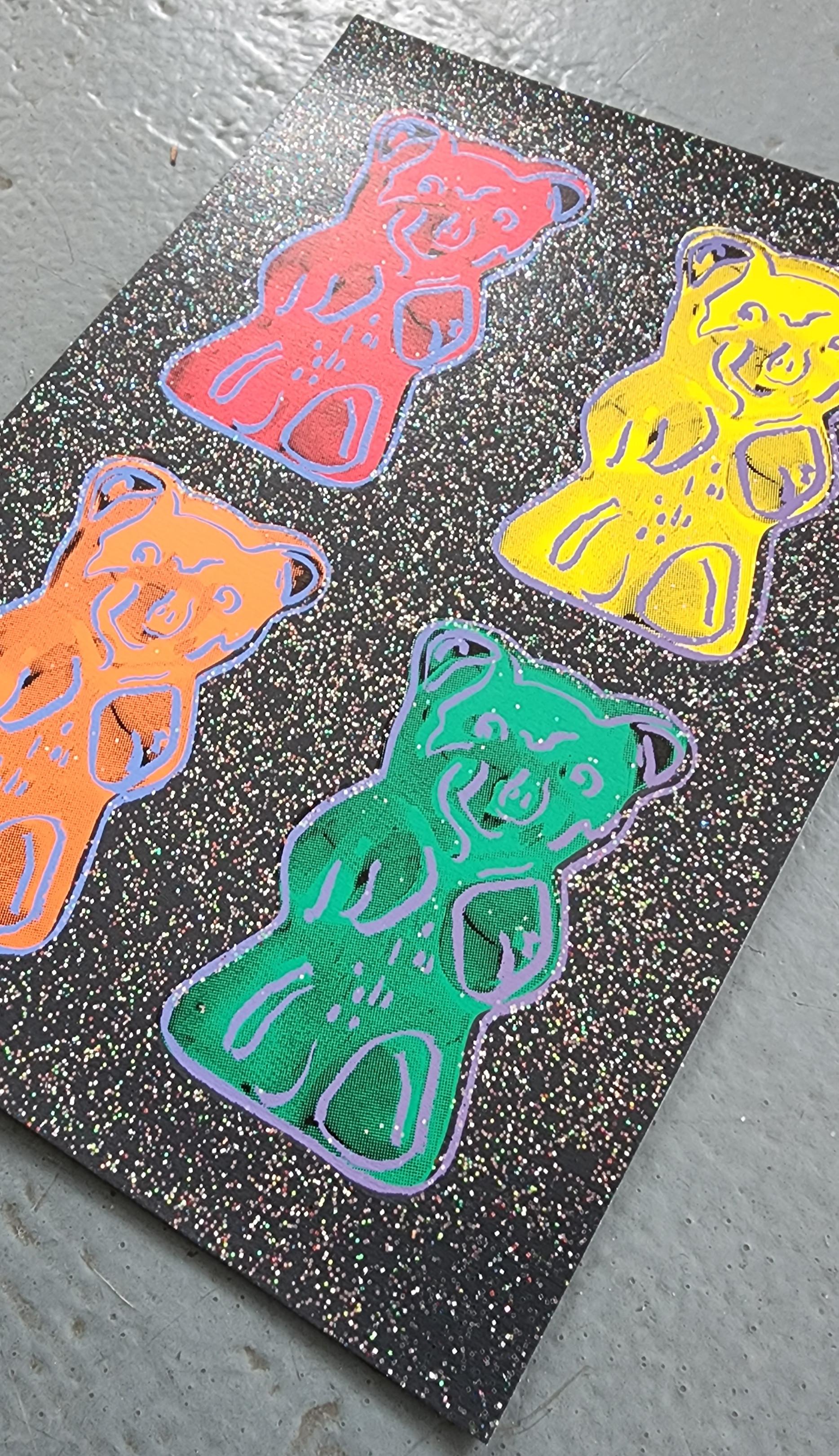 Gummi Bears #2 + Glitter, Small - BLACK (Pop Art, Warhol) (~50% OFF LIST PRICE) en vente 1