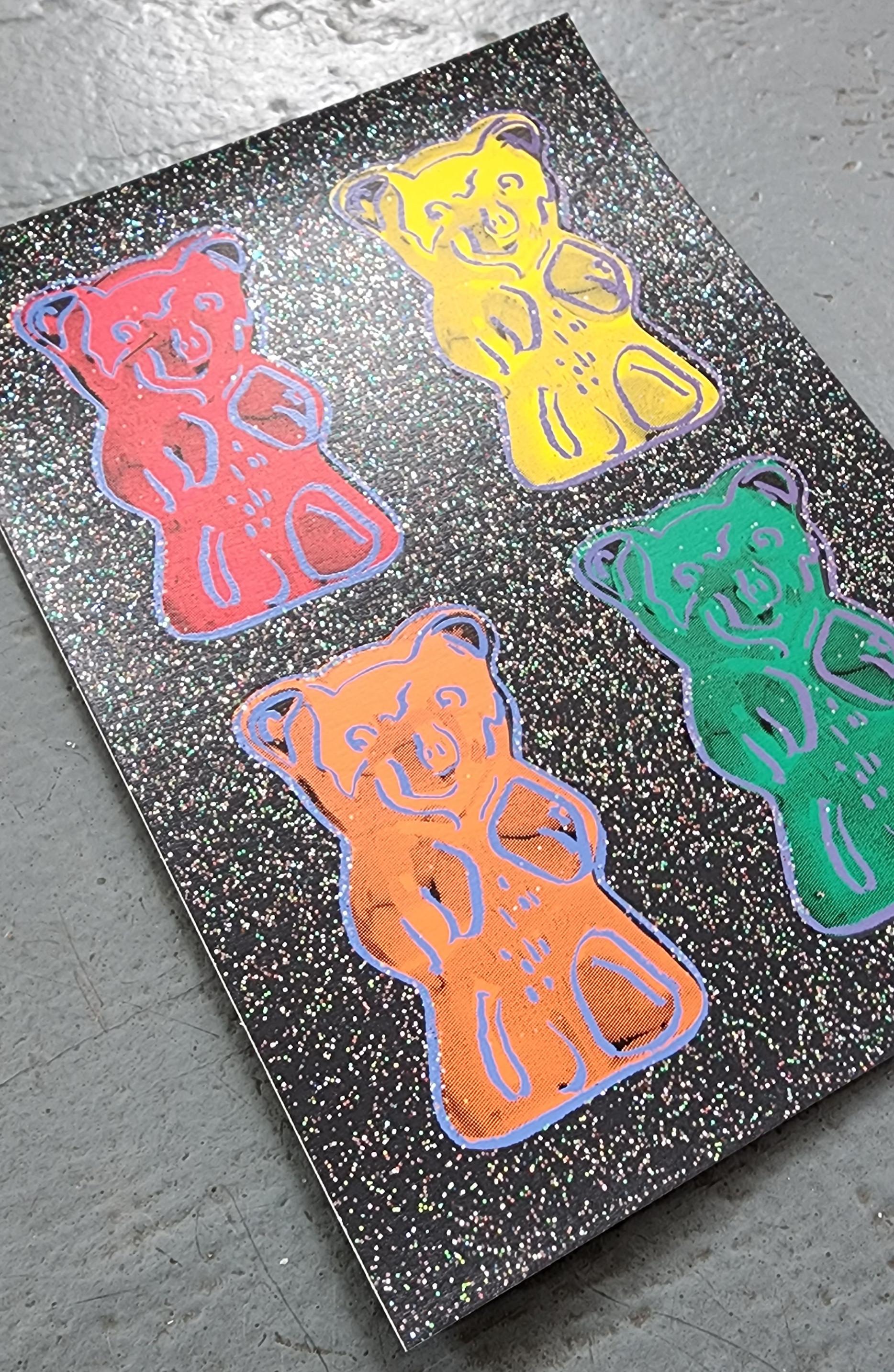 Gummi Bears #2 + Glitter, Small - BLACK (Pop Art, Warhol) (~50% OFF LIST PRICE) For Sale 1