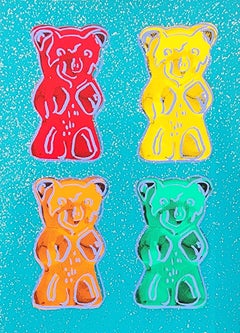 Gummi Bears #2 + Glitter, Small - TEAL (Pop Art, Warhol) (~50% OFF LIST PRICE)