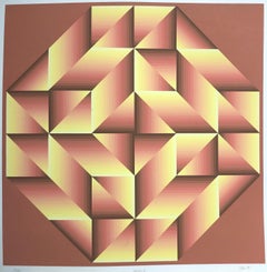 „Oktoqou III“ 1974 OpArt Seidenscreen Jrgen Peters