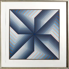 Retro Pinwheel, Framed OP Art Silkscreen by Jurgen Peters