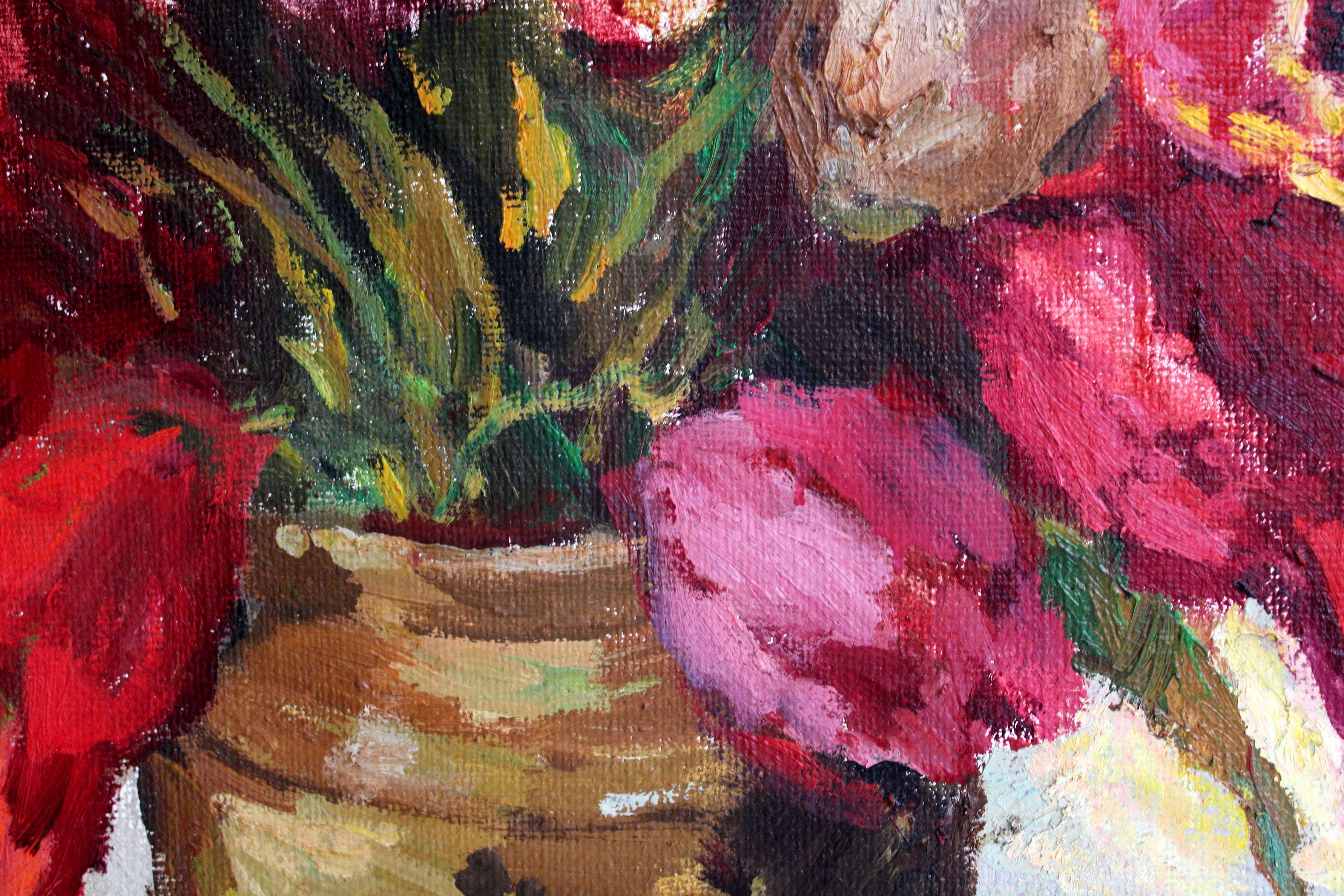 Tulipanes. 1996. Óleo sobre lienzo, 81х100 cm en venta 1