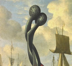 A hug. 2020. Oil, print, mixed media on cardboard. 70x50 cm