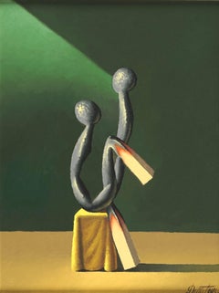 At the evening. Erotic motive. Matches. 2022. Cardboard, oil, 40x30 cm