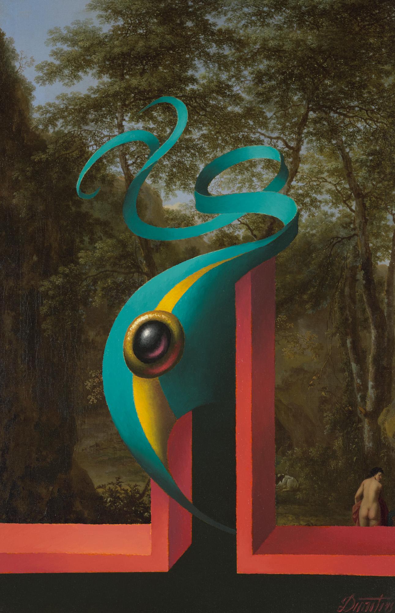 Figurative Painting de Juris Dimiters - Carbunclo negro. 2015. Óleo, lienzo, cartón, impresión digital. 61x40cm