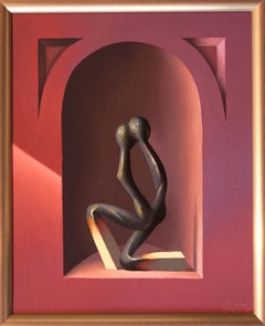 In the aisle. 2022 cardboard, canvas, oil, 50x40 cm