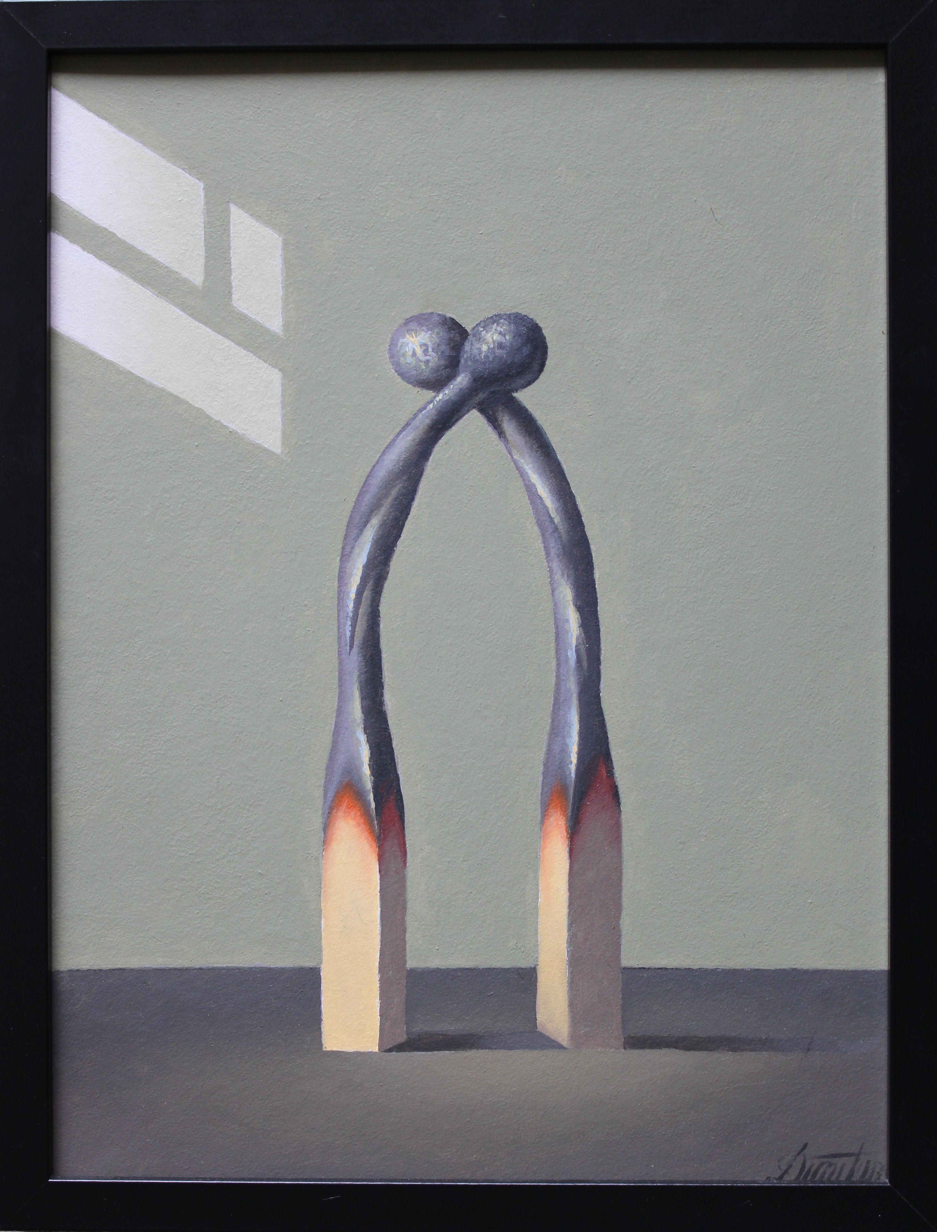 Riunione. 2022. olio su cartone, 40x30 cm - Painting di Juris Dimiters