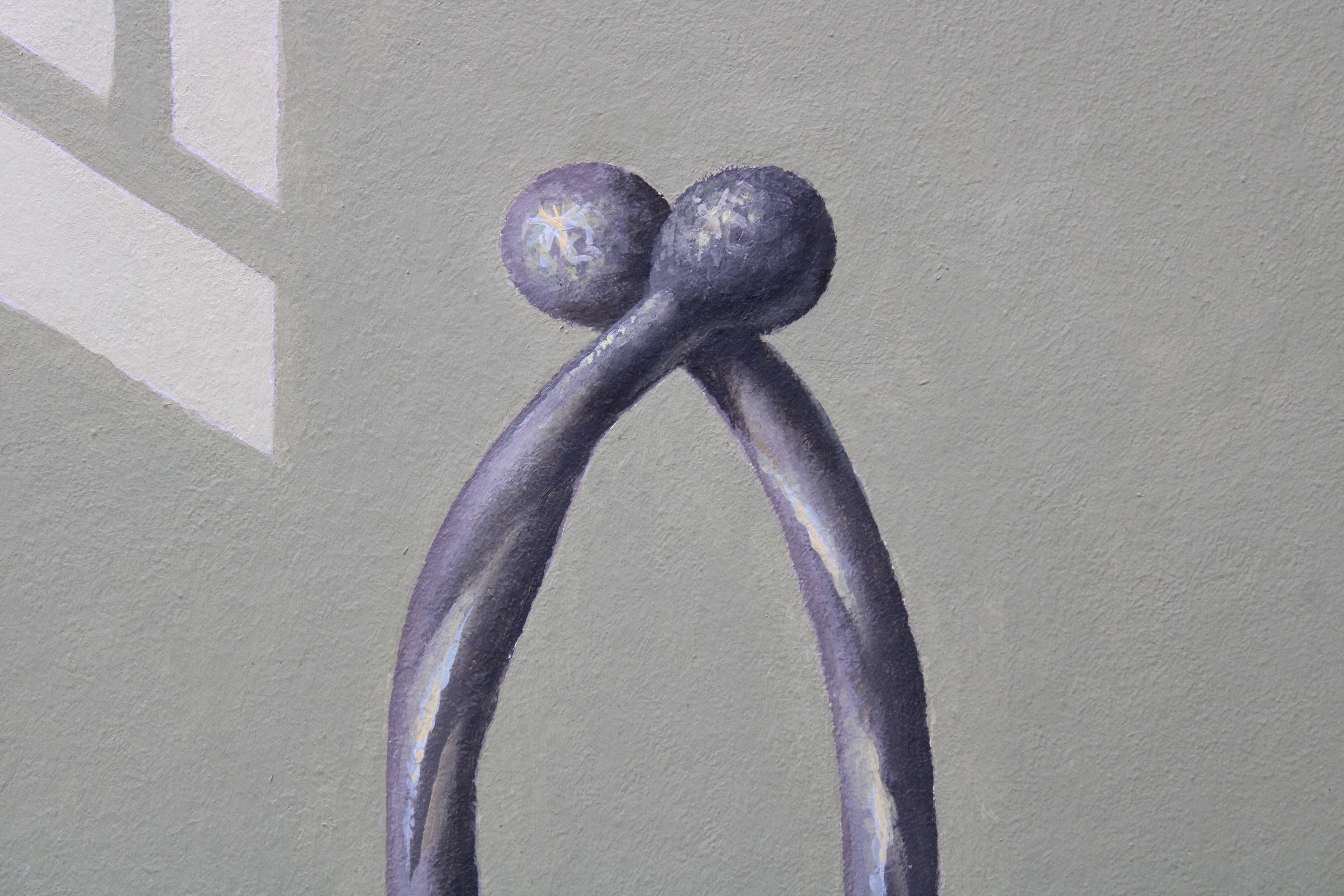 Riunione. 2022. olio su cartone, 40x30 cm - Abstract Painting Marrone di Juris Dimiters