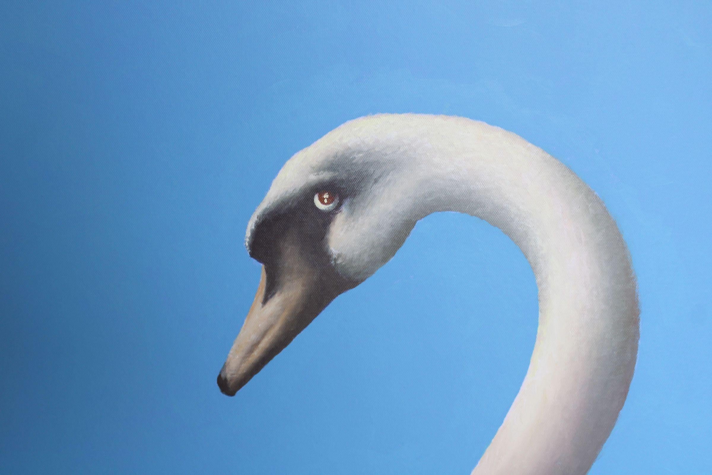 L'eterna domanda  cartone, olio, 92x61 cm - Animal Painting Blu di Juris Dimiters