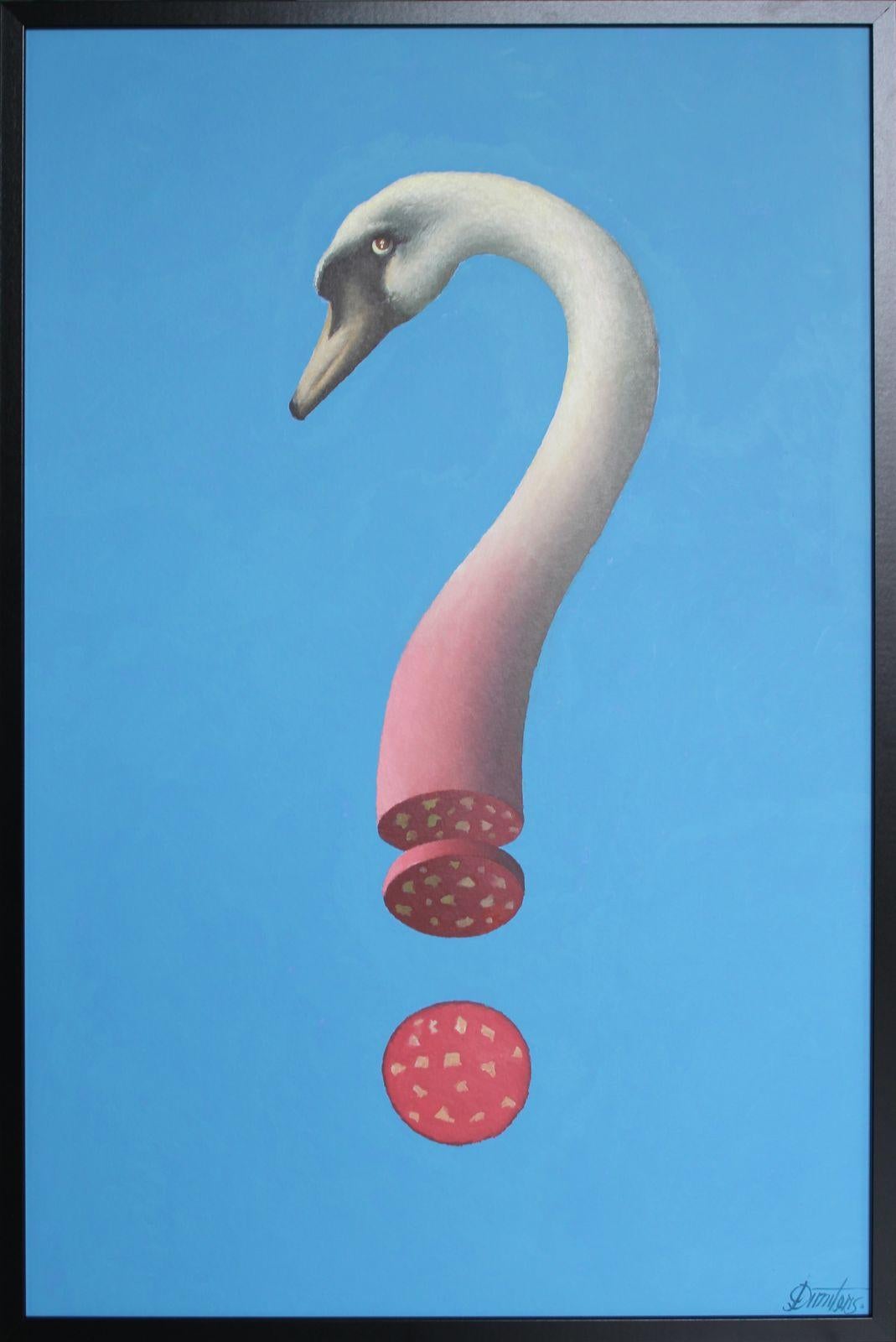 Juris Dimiters Animal Painting - The eternal question  carboard, oil, 92x61 cm