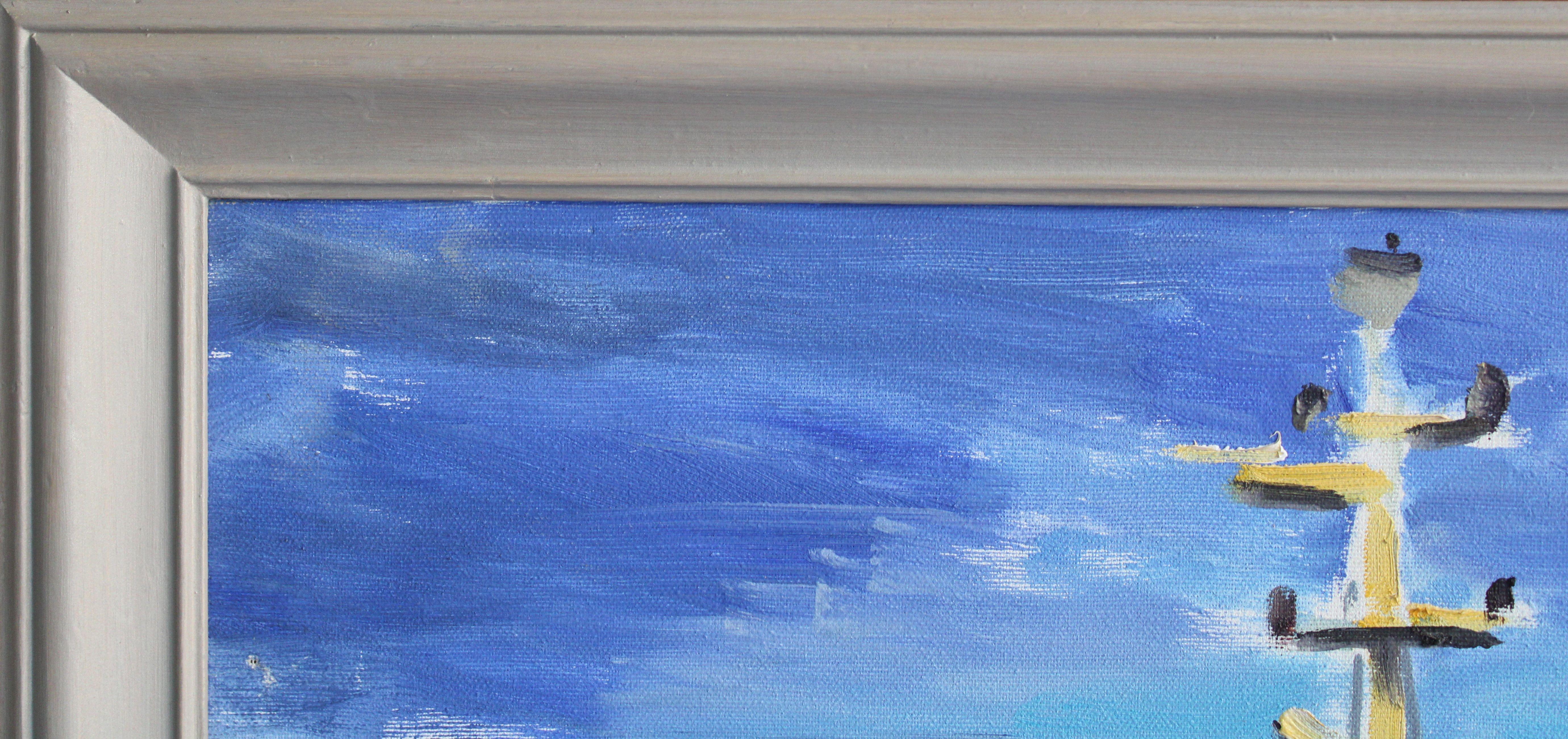 Embankment. 2017, Öl auf Leinwand, 65x81 cm (Grau), Landscape Painting, von Juris Germanis