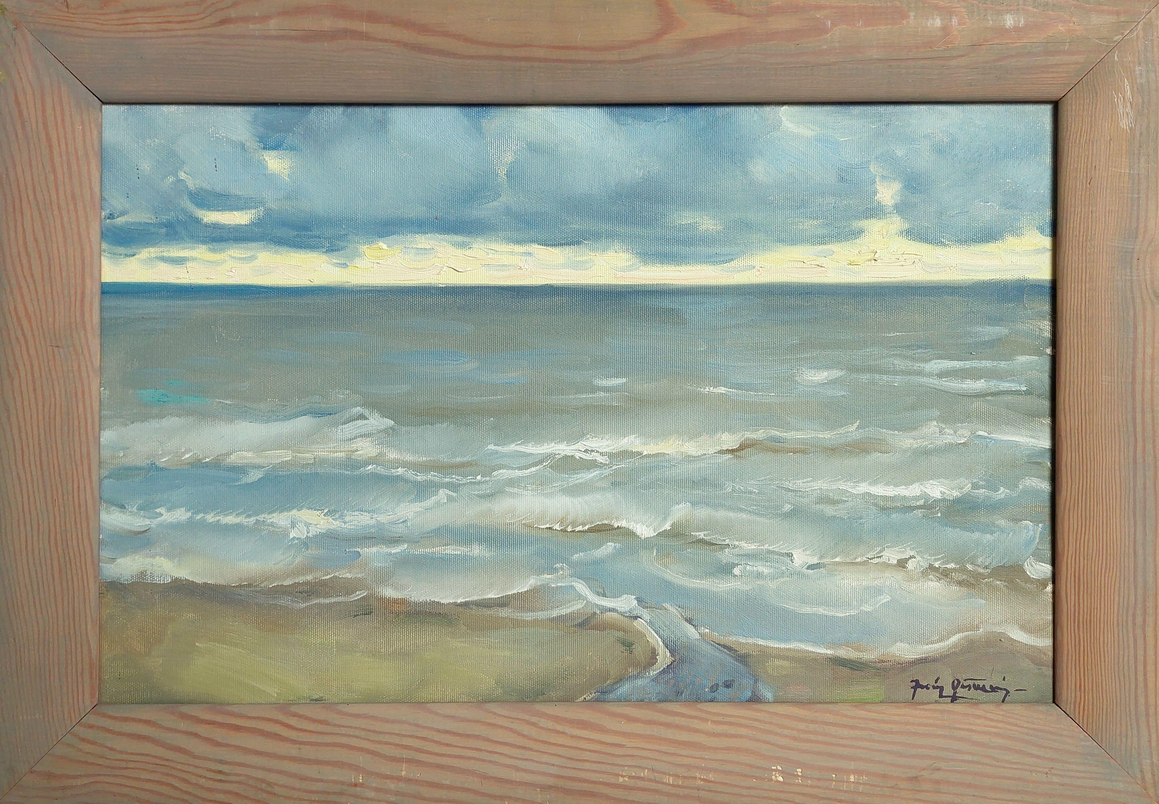 Soirée au bord de la mer. 2008. Peinture à l'huile sur toile, 35 x55 cm - Réalisme Painting par Juris Germanis