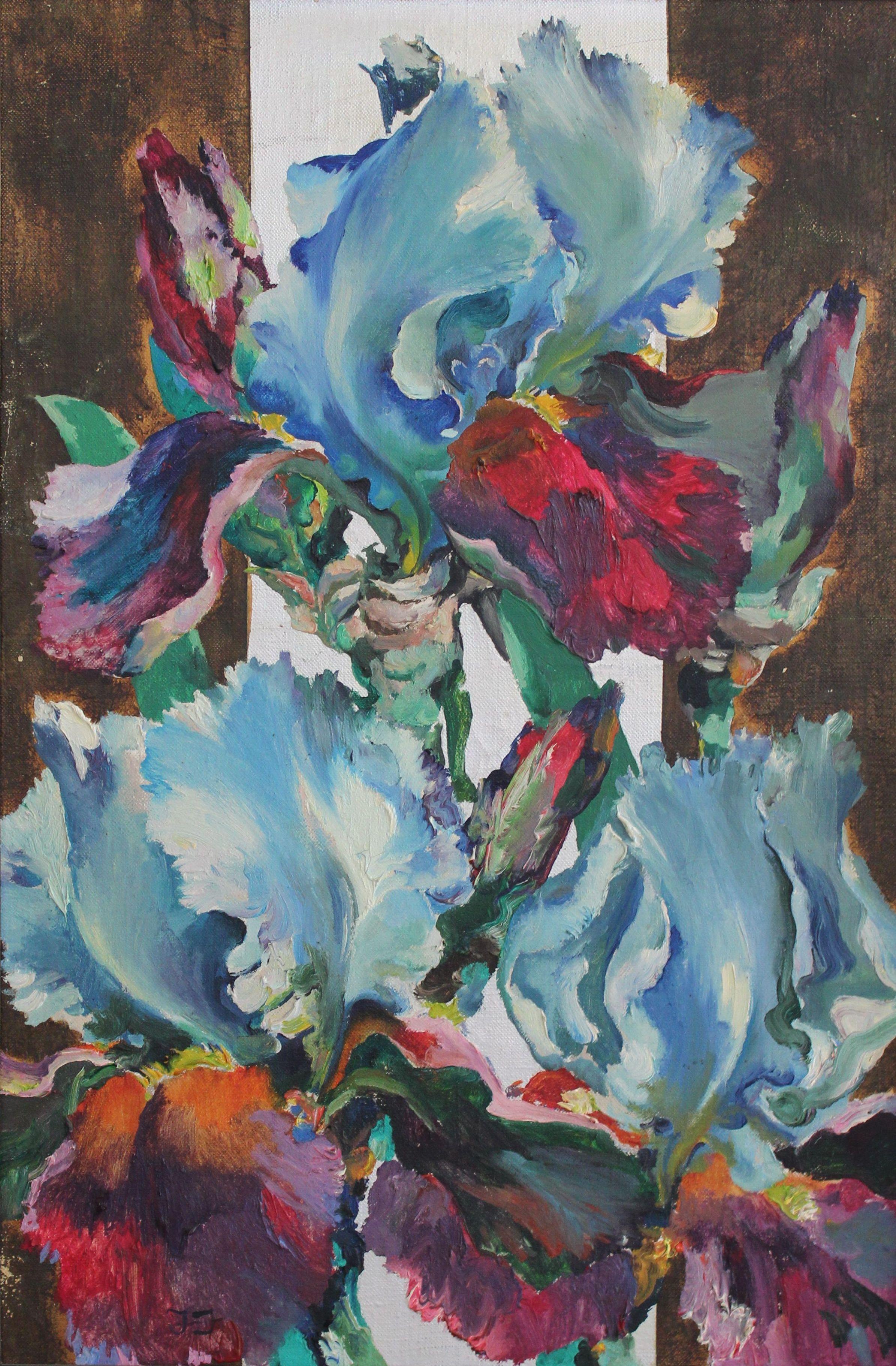 Iris azul-rosado en un haz de luz. 1998, lienzo, óleo, 81x54 cm