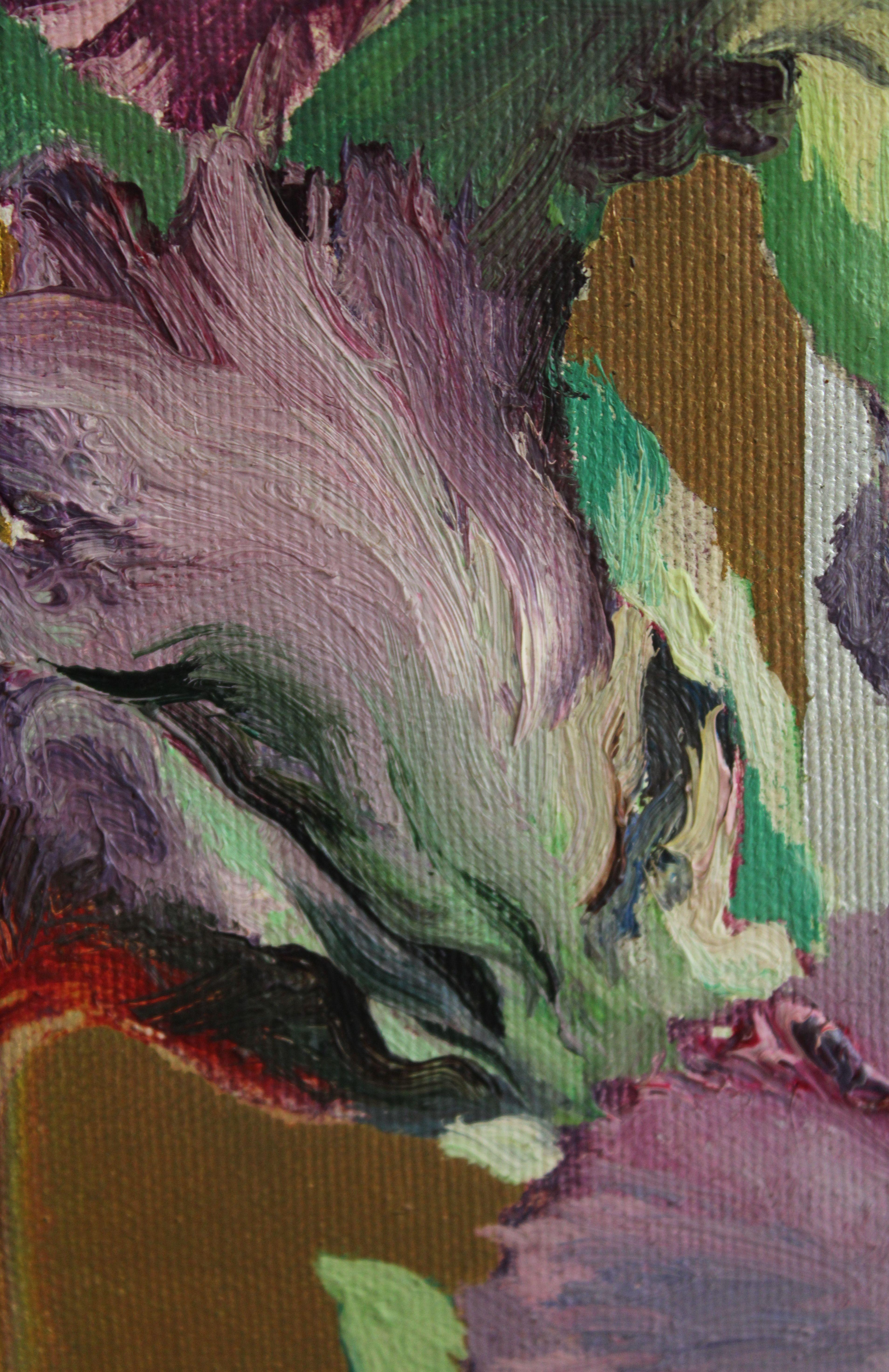 Purple irises. 1998, canvas, oil, 35x25 cm For Sale 1
