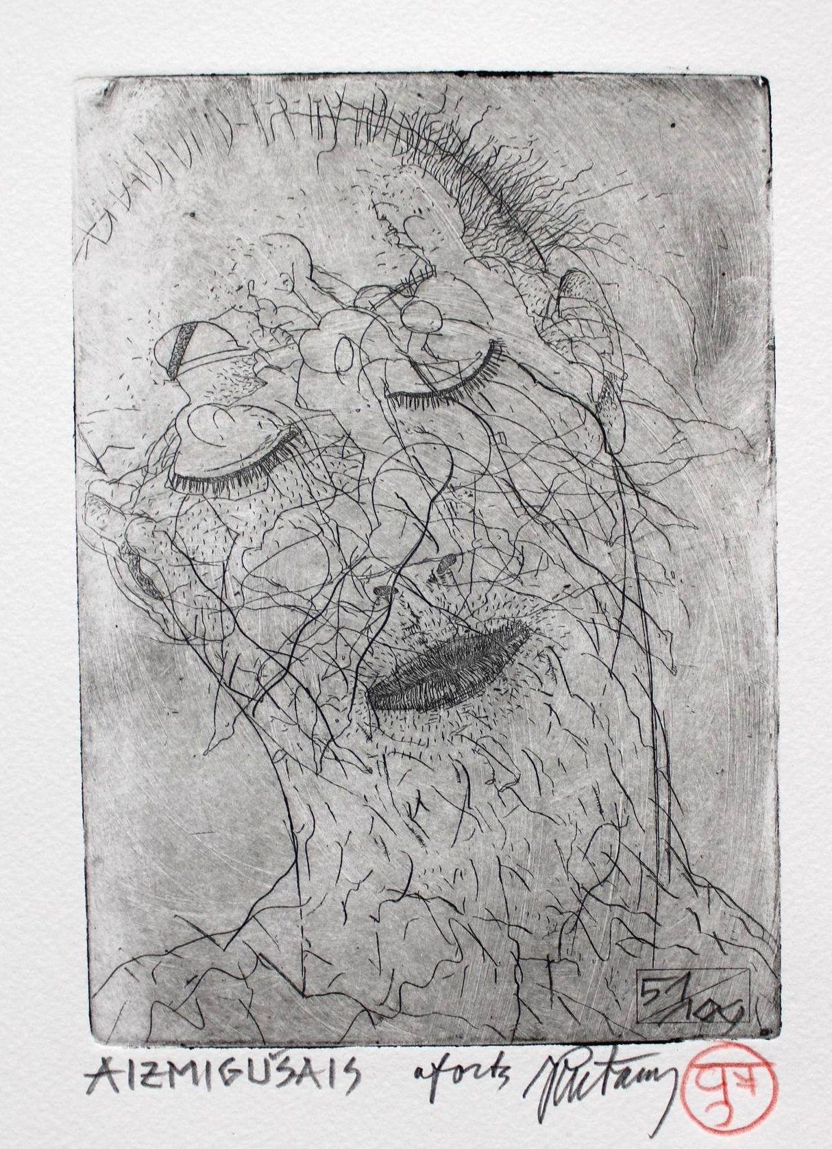 Dormido, aguafuerte/alcuatinta, 18,5x12,5 cm