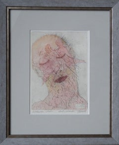Uomo che dorme. Carta, acquaforte, acquerello, 19x13 cm