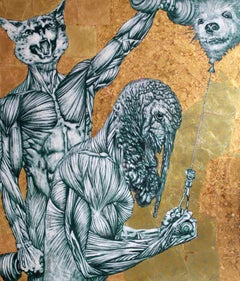 Cagnolino-pallone  2010, tela, tecnica mista, 140x120 cm