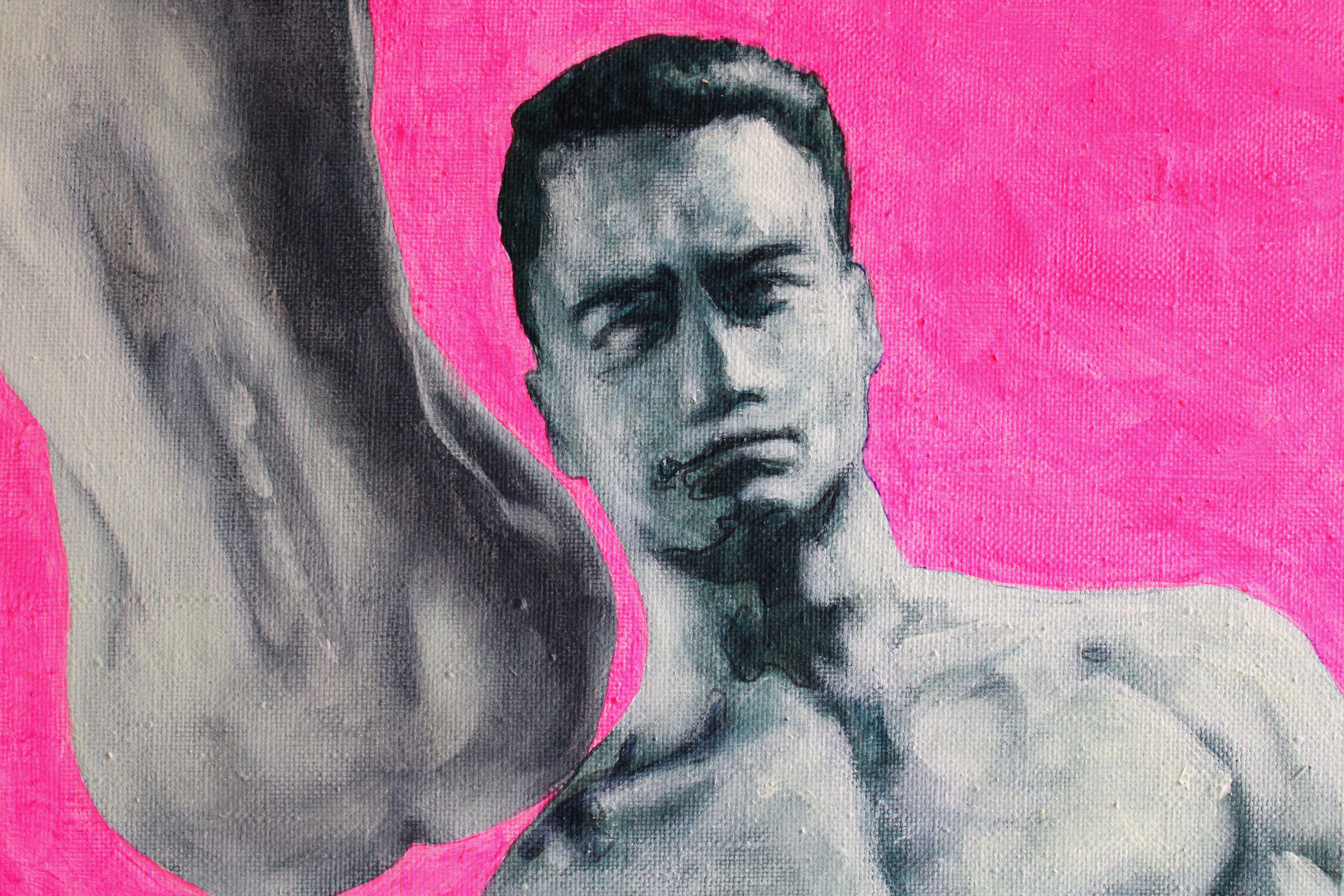 Out of sight 1  2006, canvas, mixed media, 180x140 cm - Pink Figurative Painting by Juris Utans