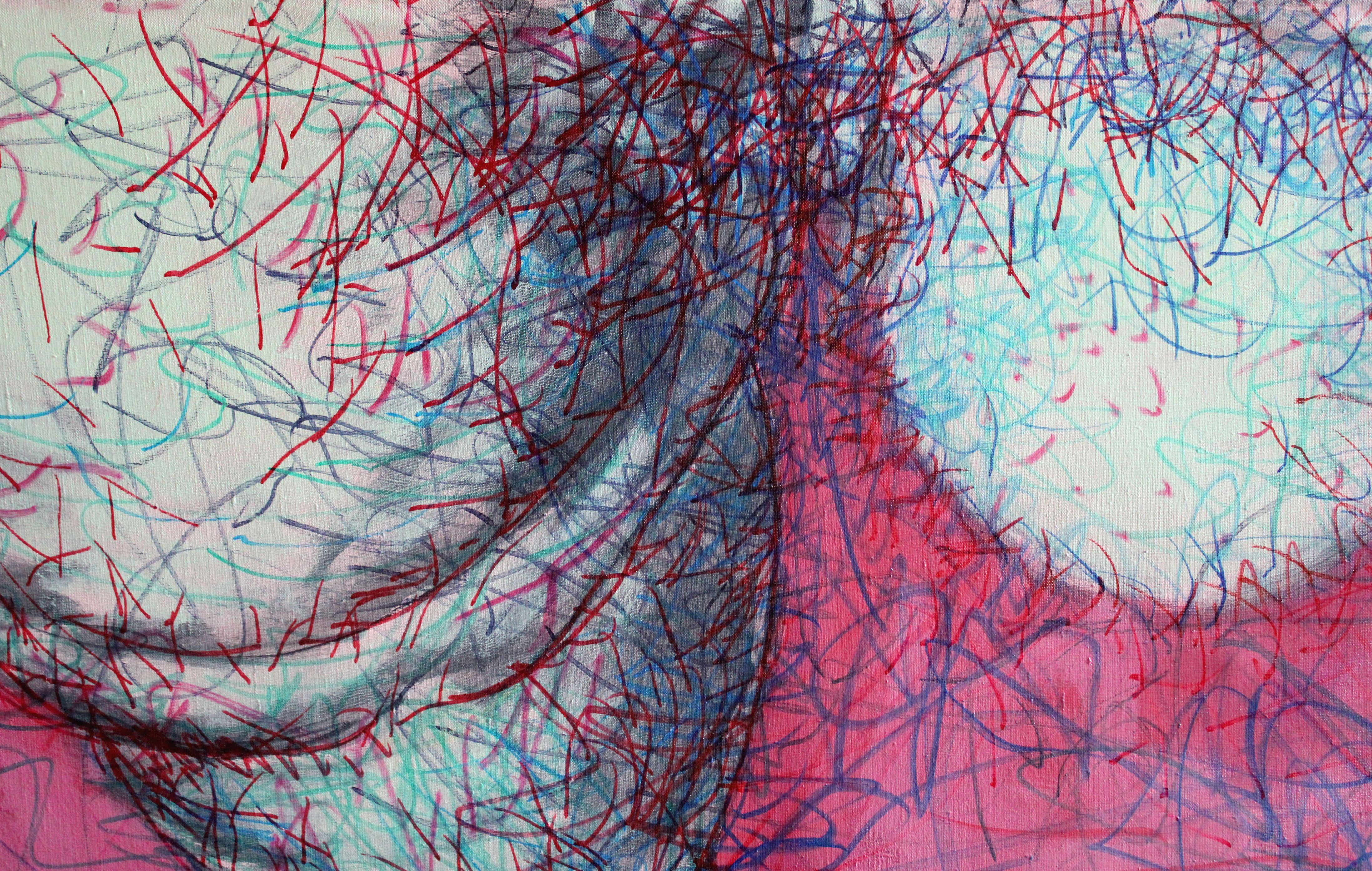 Autoritratto 11  Nudo maschile 2009, tela, acrilico, pennarello 98x140 cm - Painting di Juris Utans