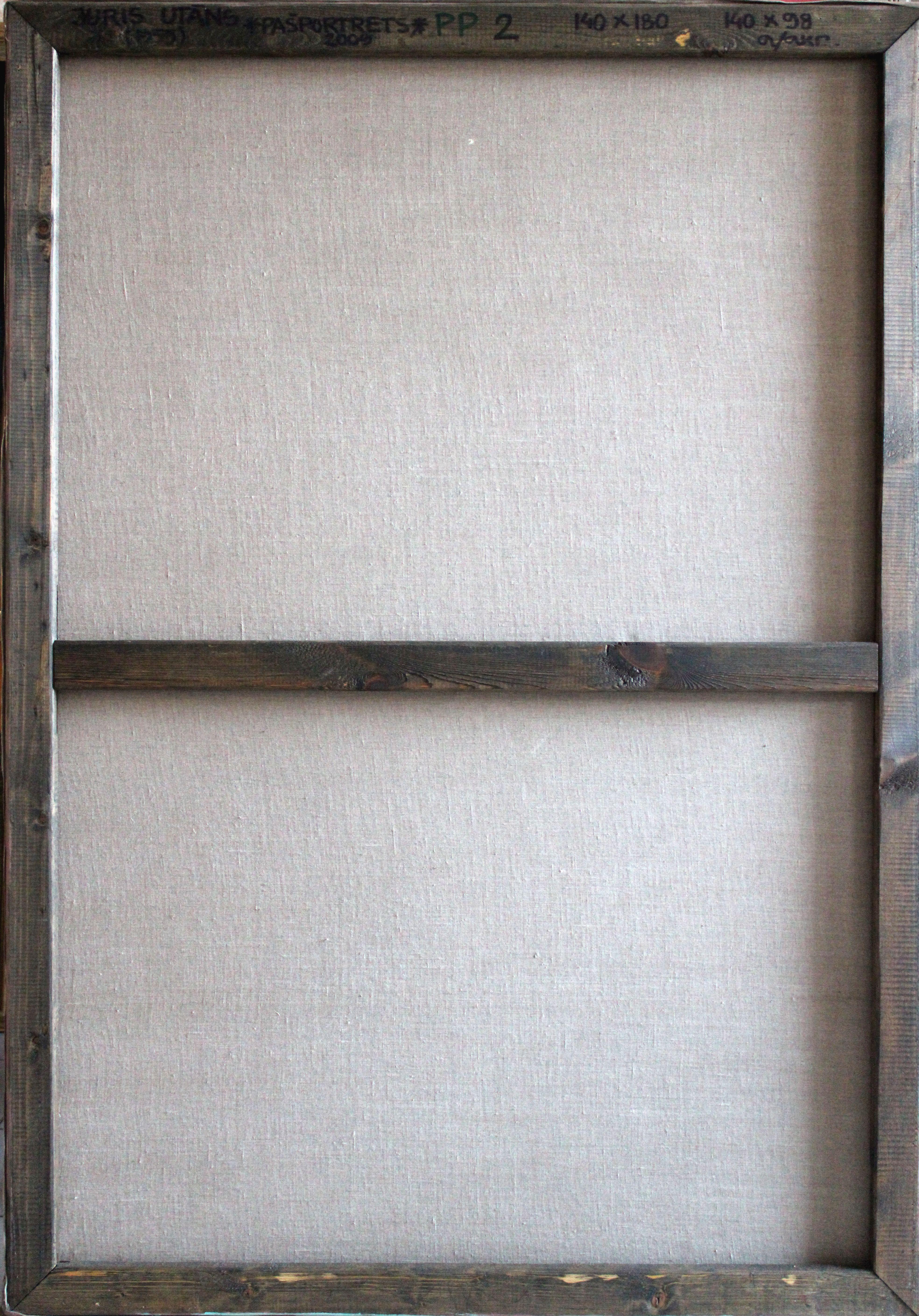 Autorretrato 2  Desnudo masculino 2009, lienzo, acrílico, rotulador 140x98 cm - Nude Painting Gris de Juris Utans