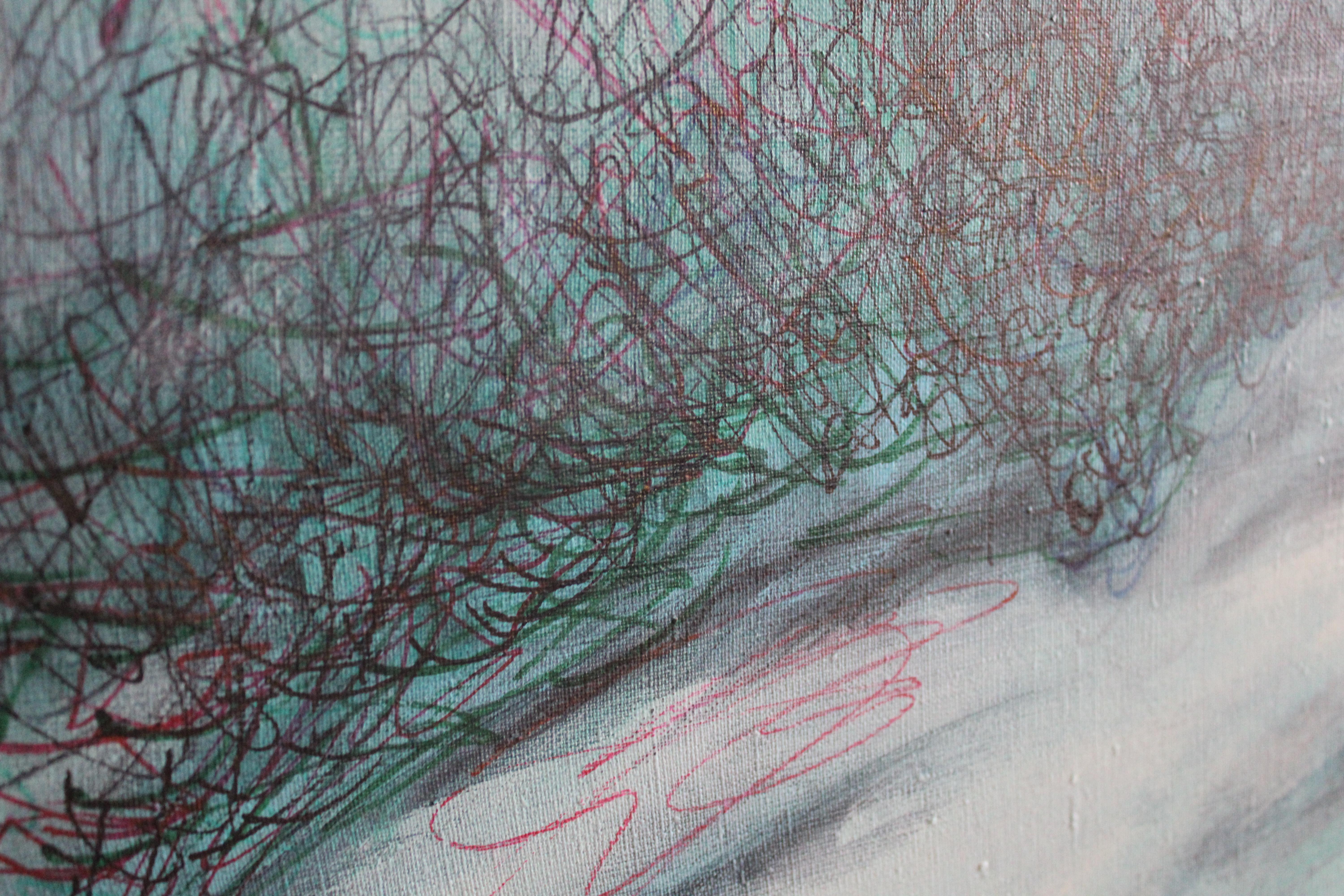 Self-portrait 3  Male nude 2009, canvas, acrylic, felt tip pen 140x98 cm For Sale 1