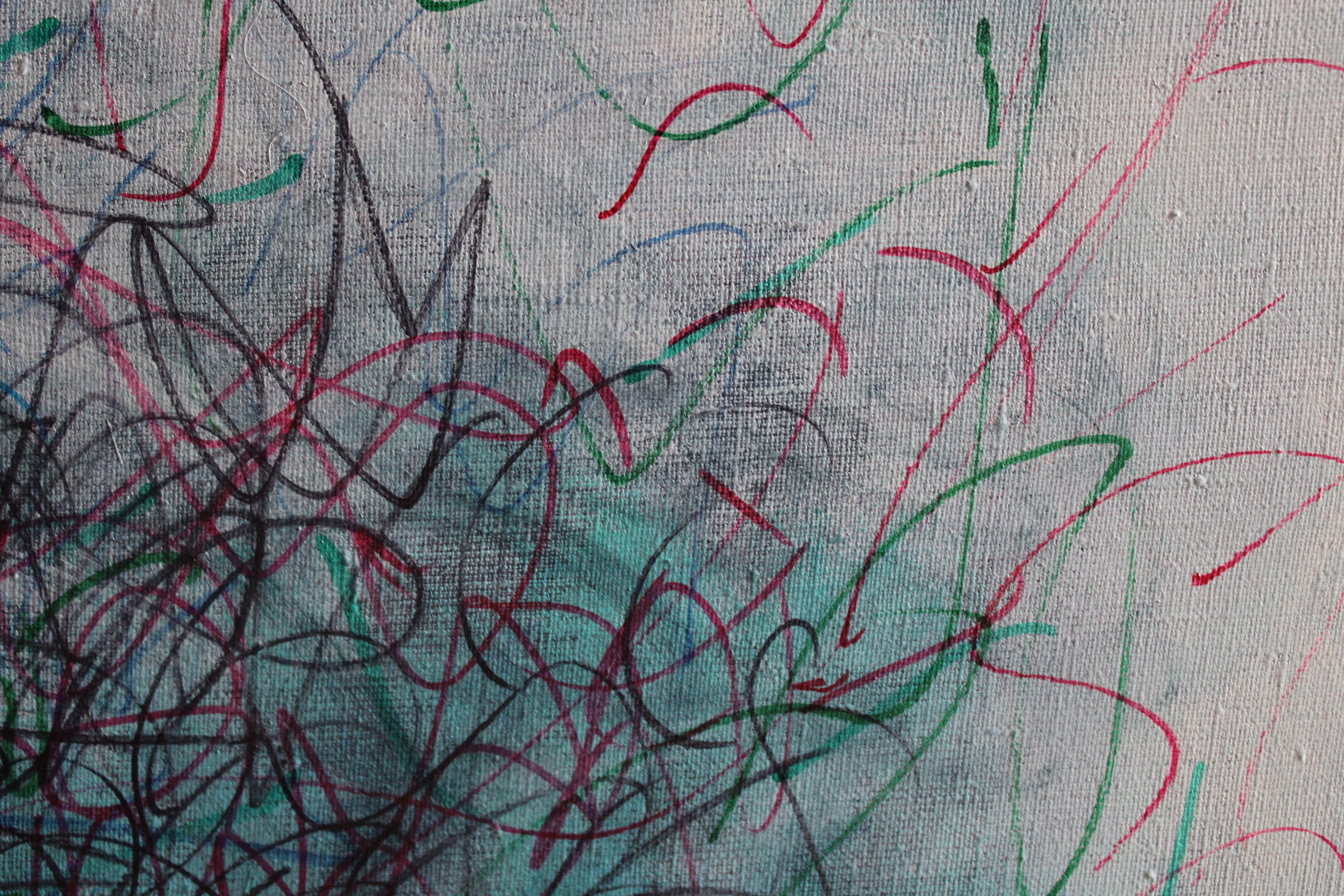 Self-portrait 3  Male nude 2009, canvas, acrylic, felt tip pen 140x98 cm For Sale 2