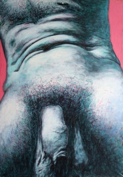 Self-portrait 3  Male nude 2009, canvas, acrylic, felt tip pen 140x98 cm