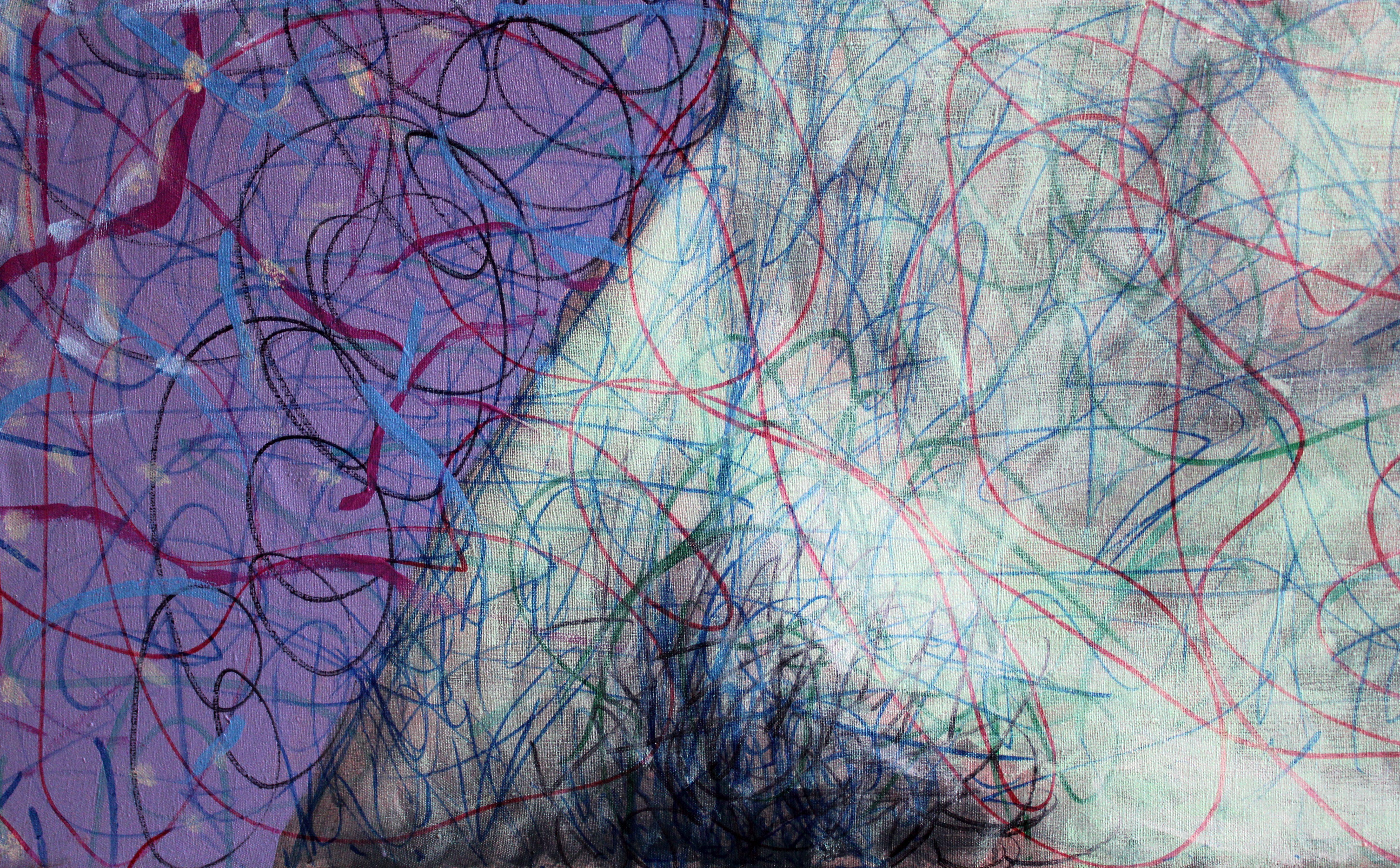 Autorretrato 8  Desnudo masculino 2009, lienzo, acrílico, rotulador 140x98 cm en venta 1