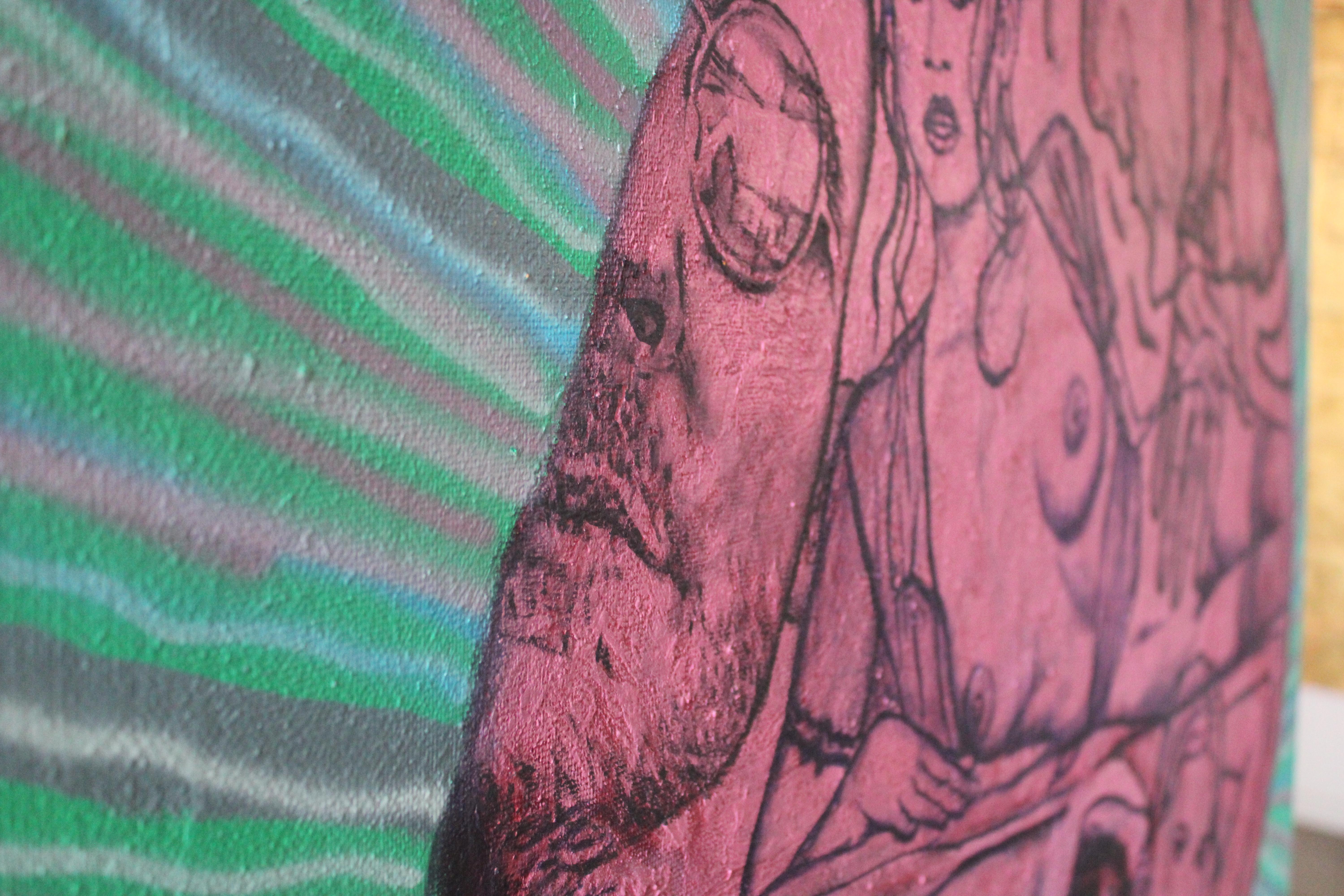 Tattoo me 2  2002., Cardboard, mixed media, 153x117 cm For Sale 6