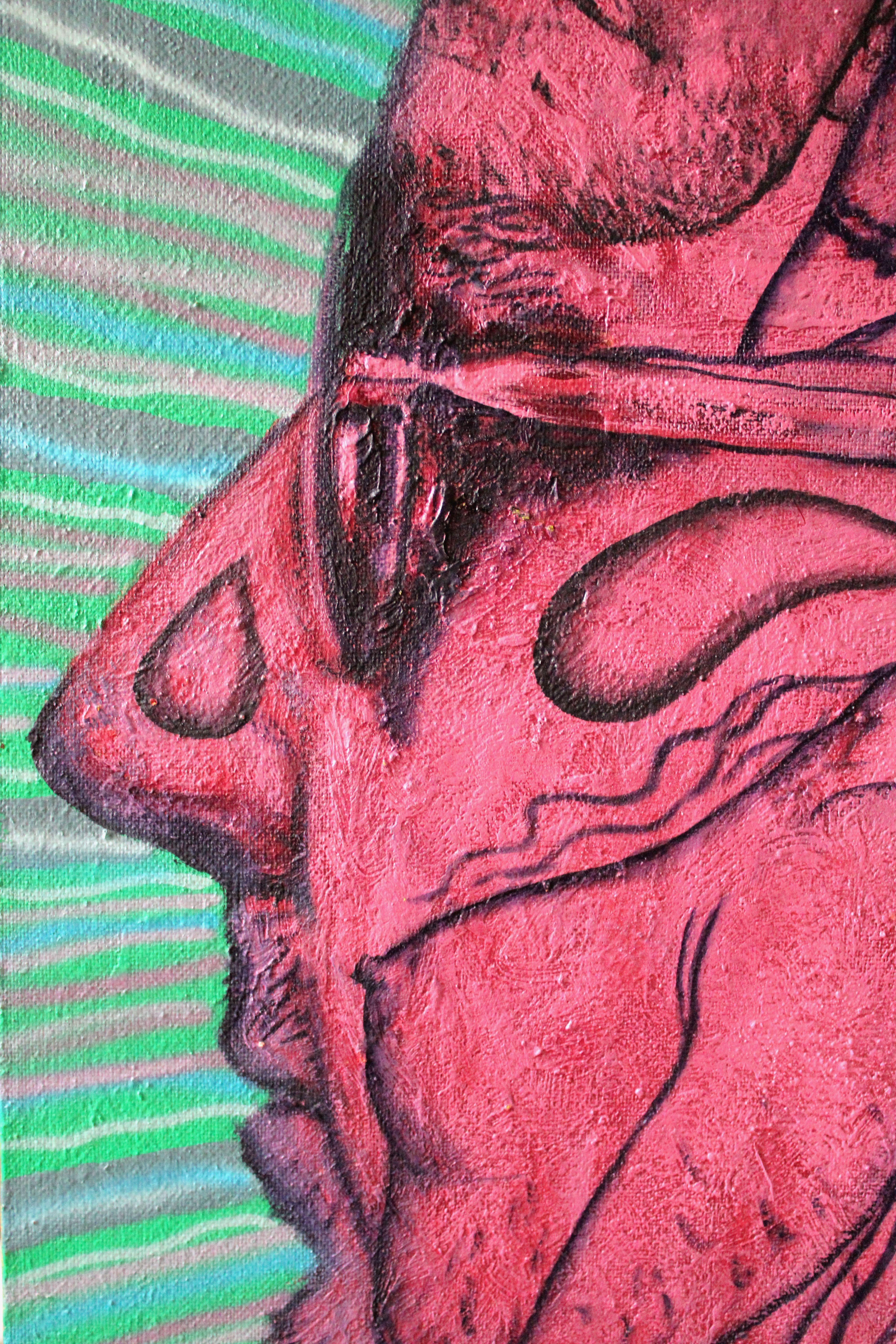 Tätowier mich 2  2002, Karton, Mischtechnik, 153x117 cm (Violett), Nude Painting, von Juris Utans