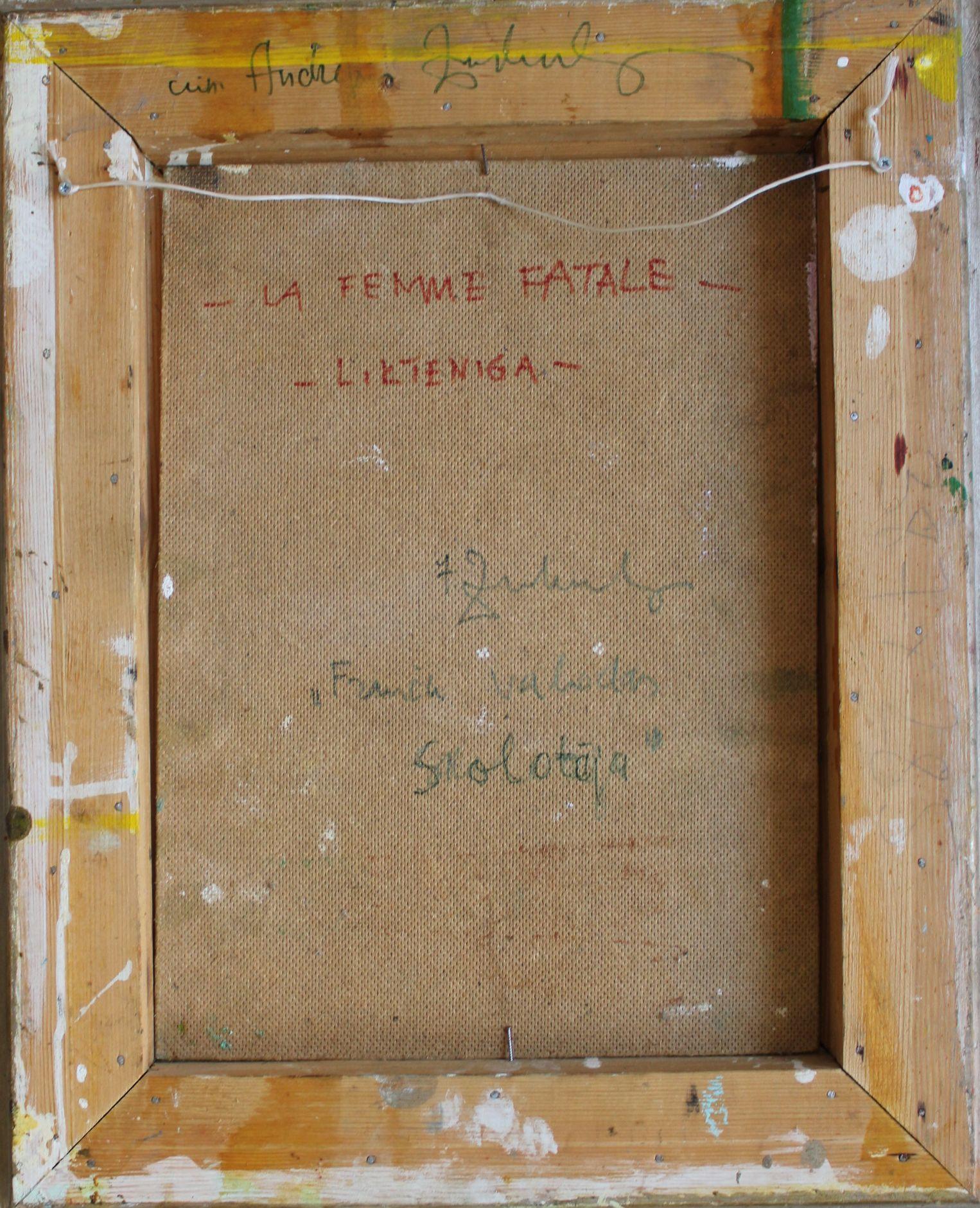 La Femme fatale  óleo/cartón, 37x26 cm - Painting Naturalista de Juris Zvirbulis