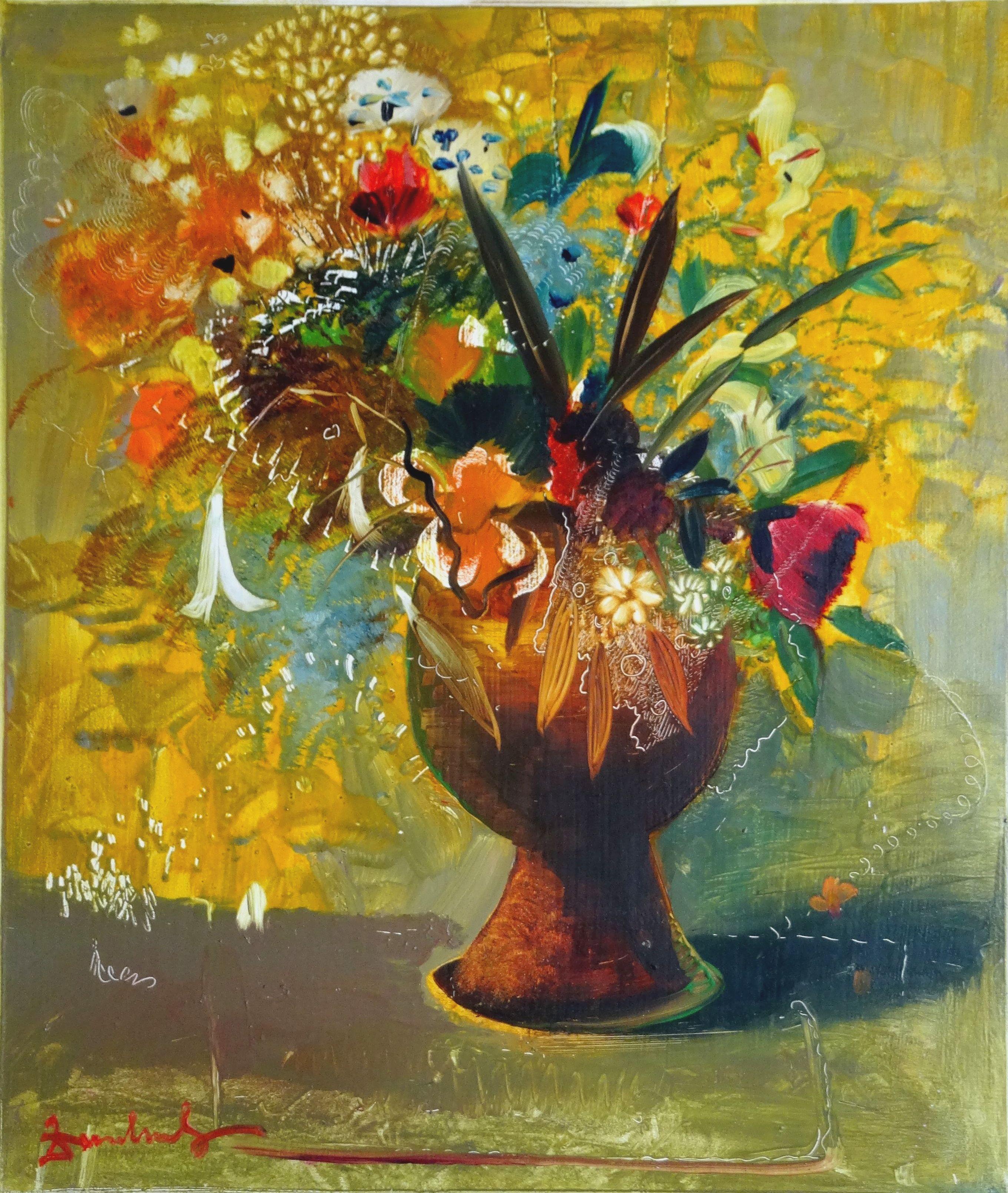 Summer flowers. 2002. Cardboard, oil, 71x60 cm