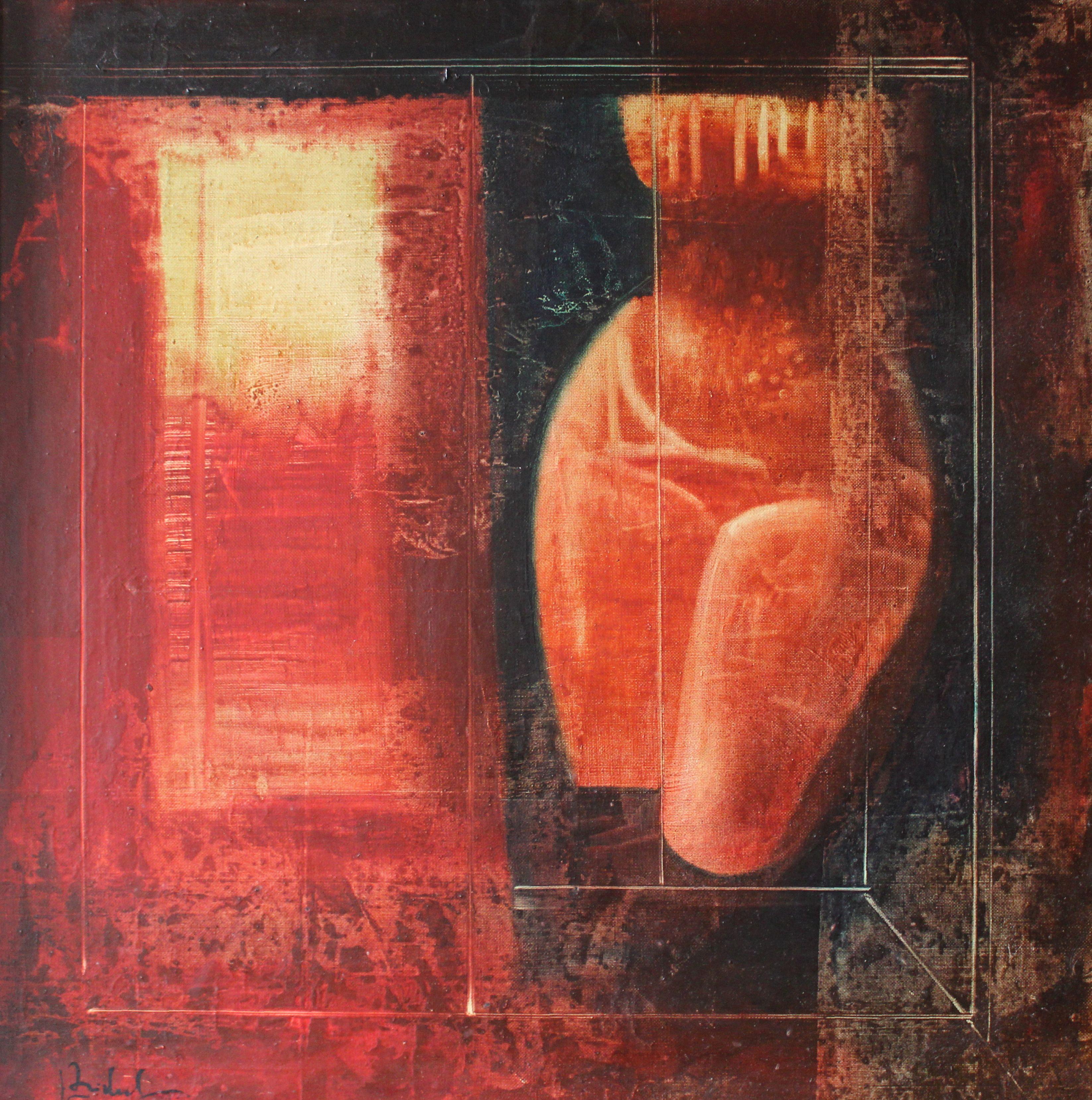 Abstract Painting Juris Zvirbulis - Vision transcendantale. Huile sur toile, 93x92 cm