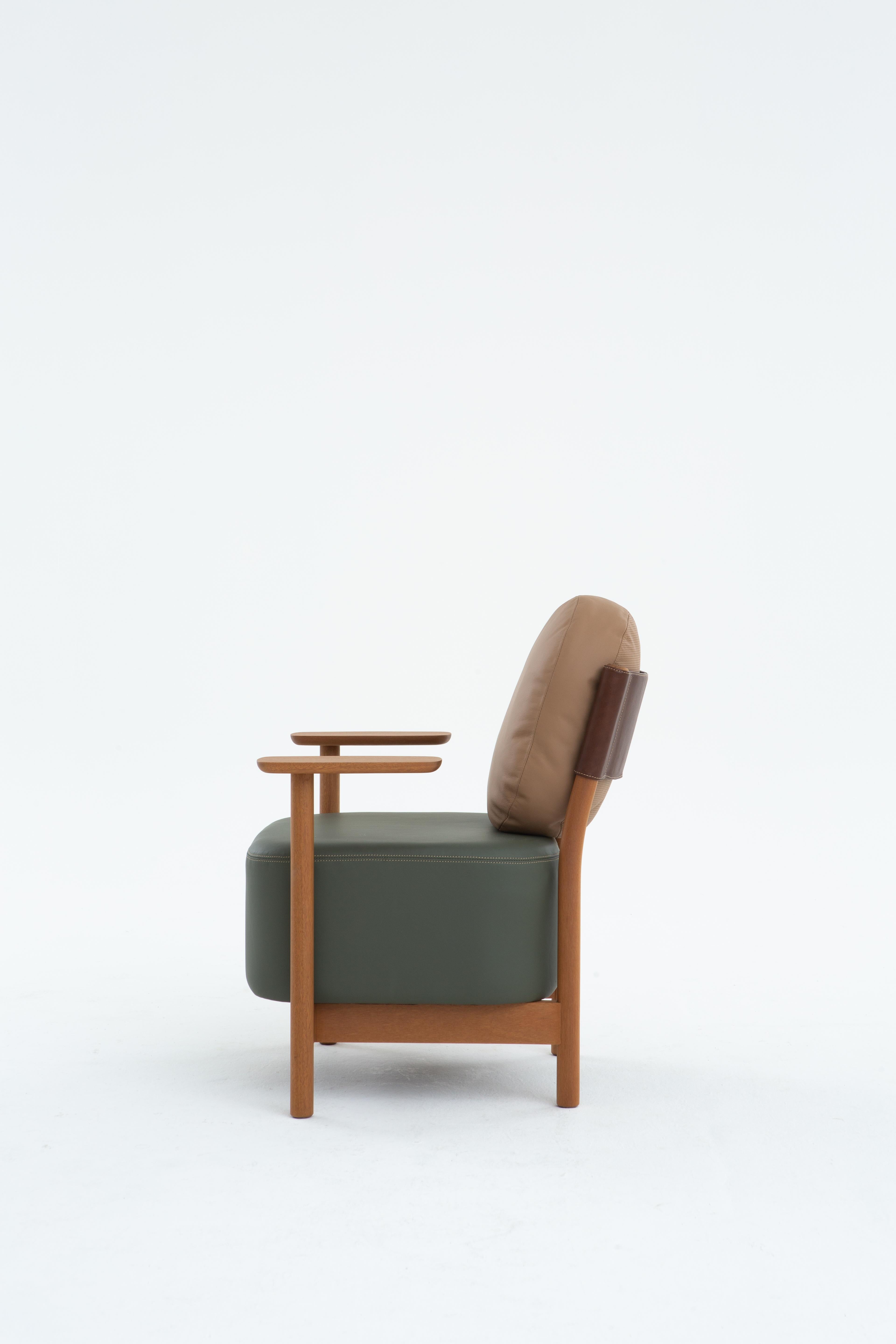 Woodwork Juriti Armchair by +55design – Contemporary Brazilian Lounge Chair in Wood For Sale