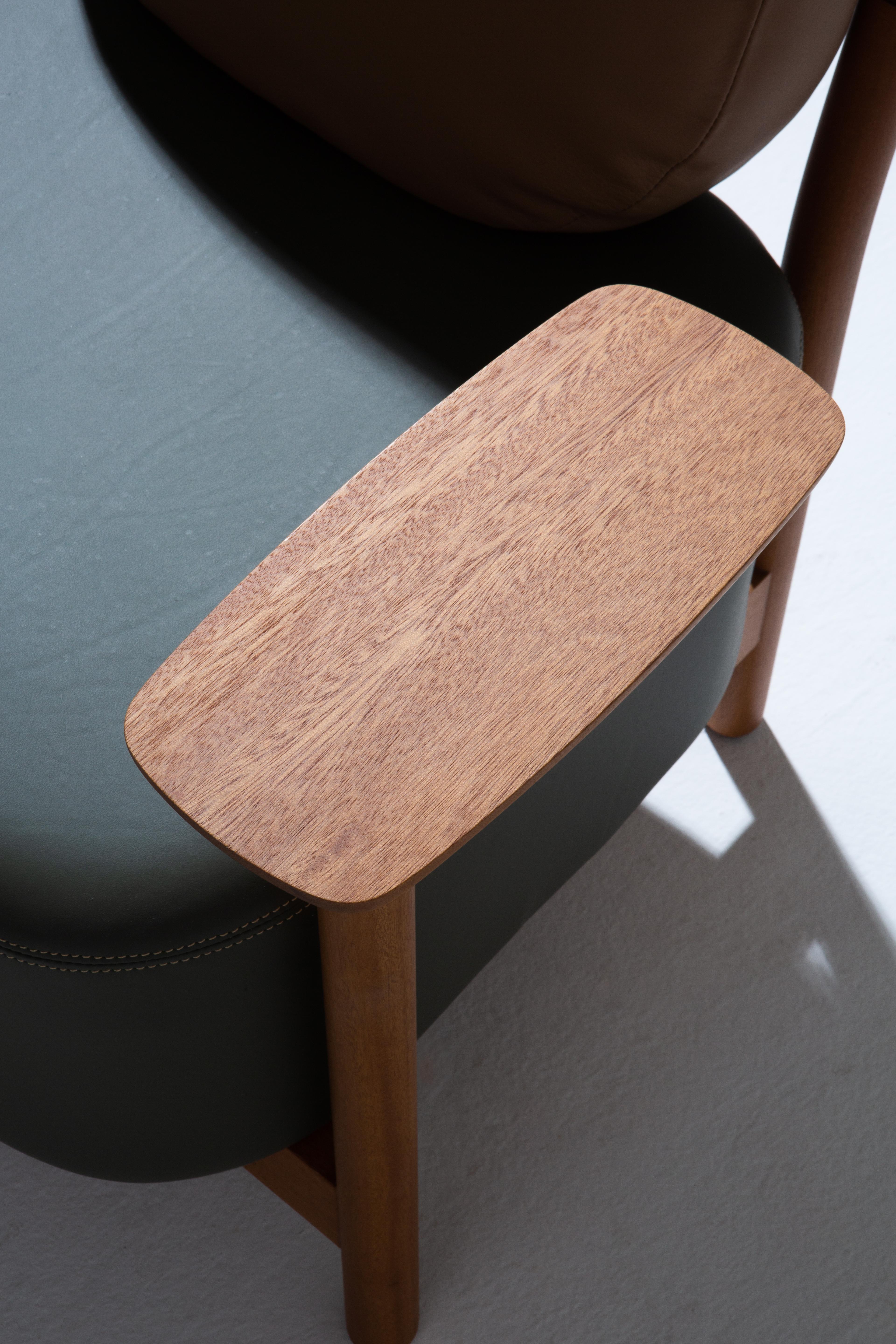 Leather Juriti Armchair by +55design – Contemporary Brazilian Lounge Chair in Wood For Sale
