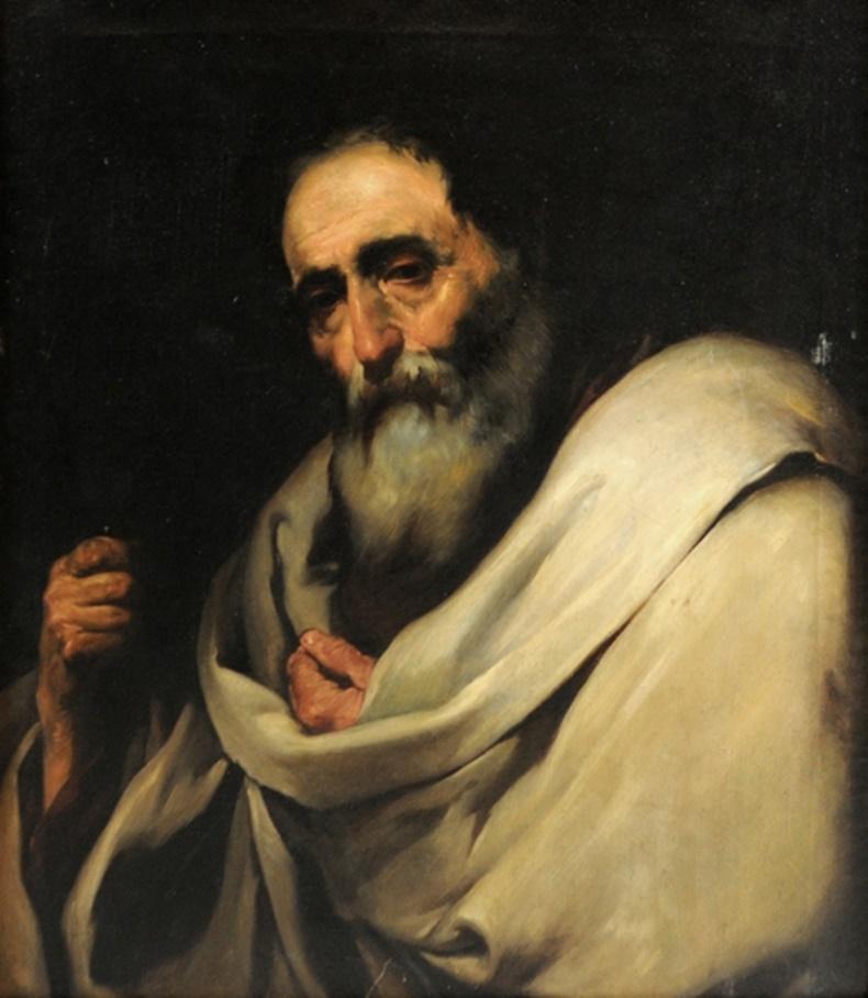 Saint Bartholomew, vieux maître, peinture à l'huile Ribera, art figuratif, art espagnol