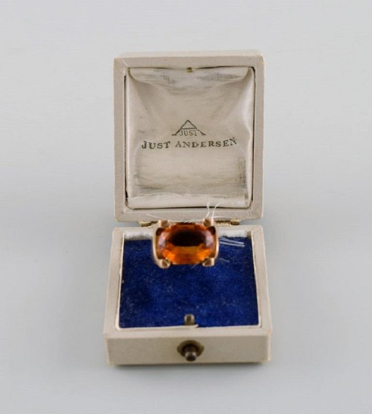 Just Andersen, Denmark, Art Deco Cocktail Ring in 14 Carat Gold For Sale 6