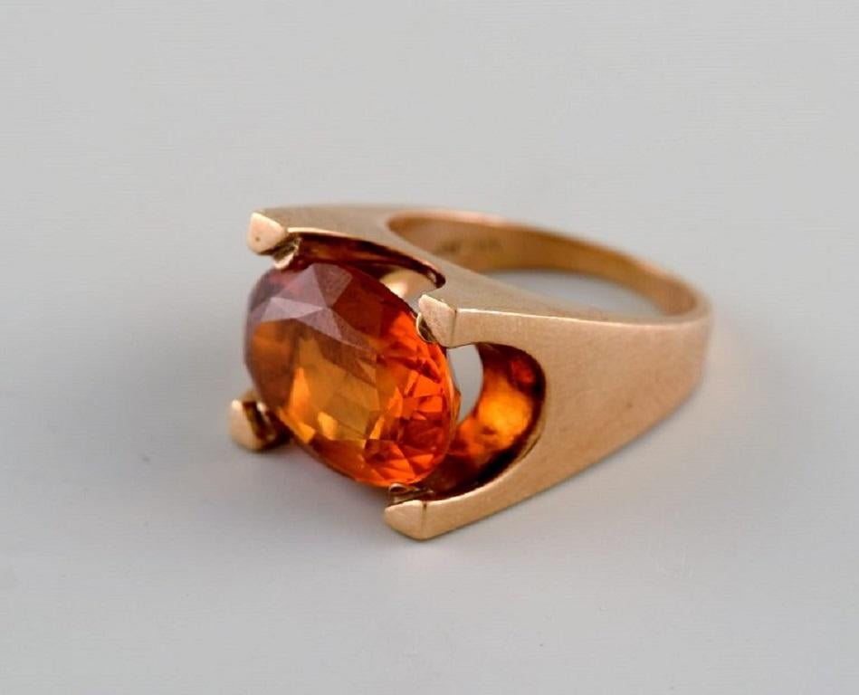 Women's Just Andersen, Denmark, Art Deco Cocktail Ring in 14 Carat Gold For Sale