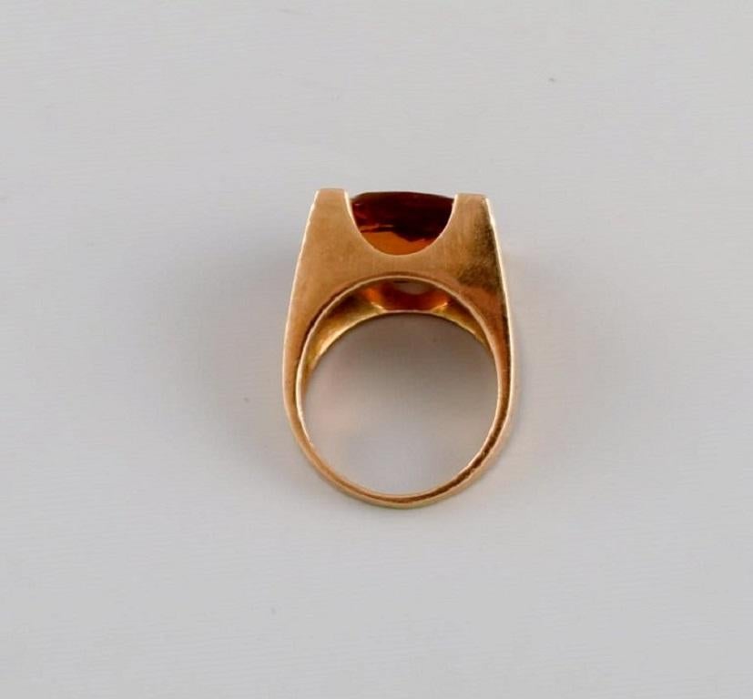 Just Andersen, Denmark, Art Deco Cocktail Ring in 14 Carat Gold For Sale 2