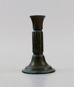 Just Andersen, Denmark, Early Art Deco Candlestick in Disko Metal