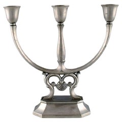 Just Andersen, Denmark, Early Candlestick in Pewter, 1930s