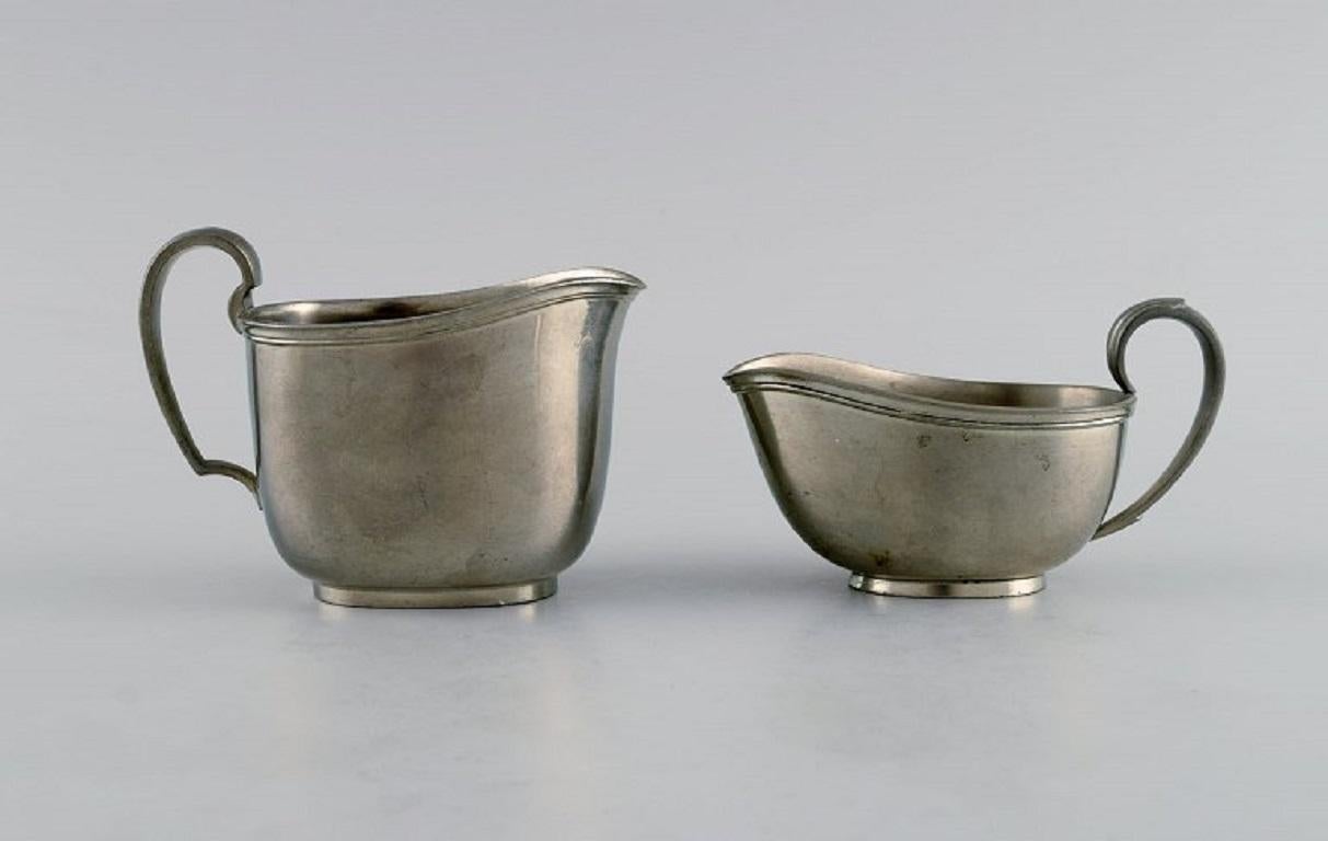Just Andersen (1884-1943), Danemark  Deux sucriers et deux crémiers en étain Art Déco Excellent état - En vente à København, Copenhagen