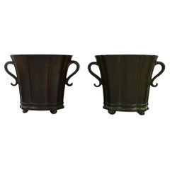 Just Andersen, Denmark, Two Early Vases in Disko Metal, 1920s / 30s