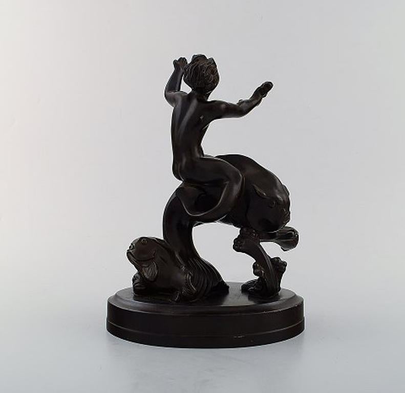 Art Deco Just Andersen '1884-1943', Figure in Light Bronze in the Form of a Seaboy For Sale