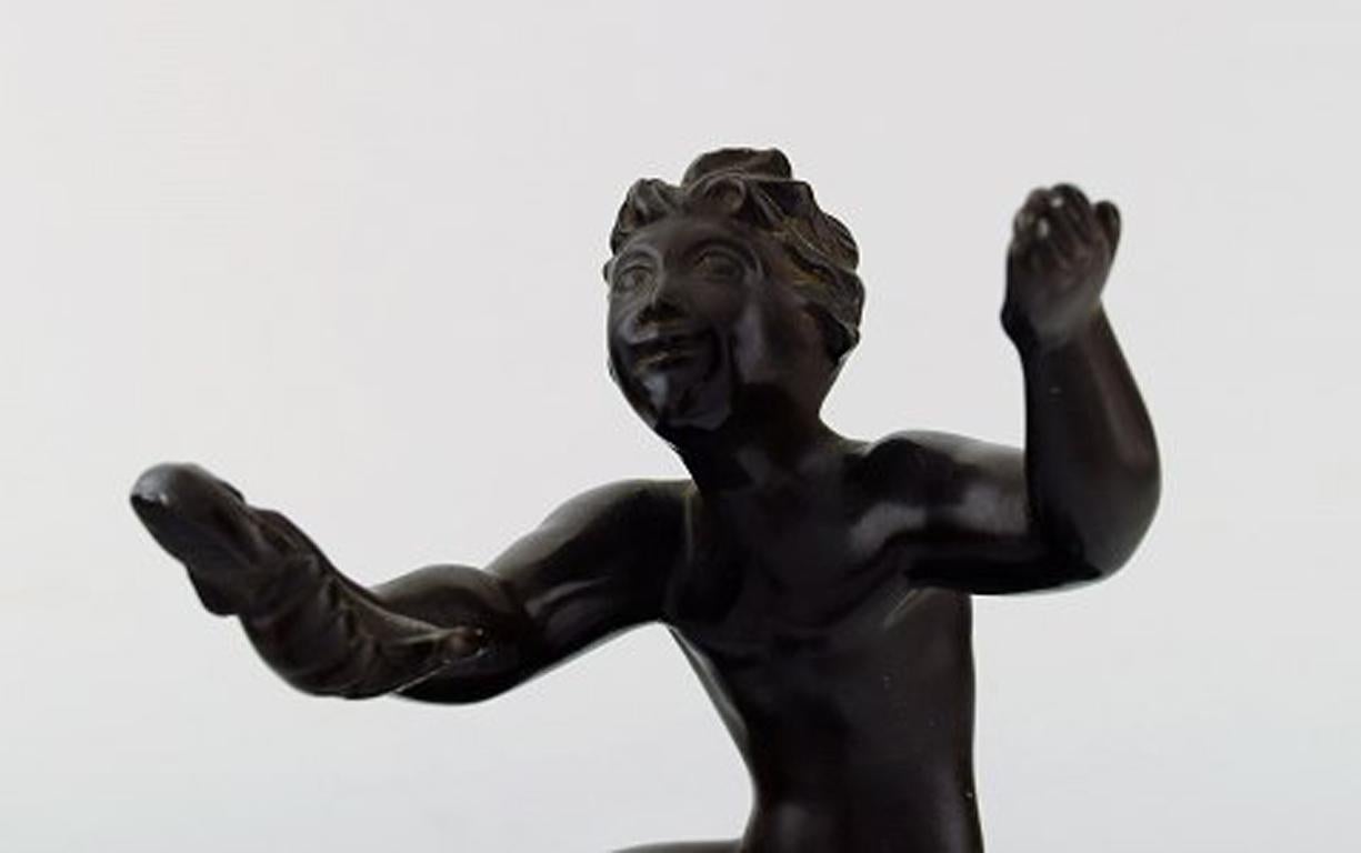 Danish Just Andersen '1884-1943', Figure in Light Bronze in the Form of a Seaboy For Sale