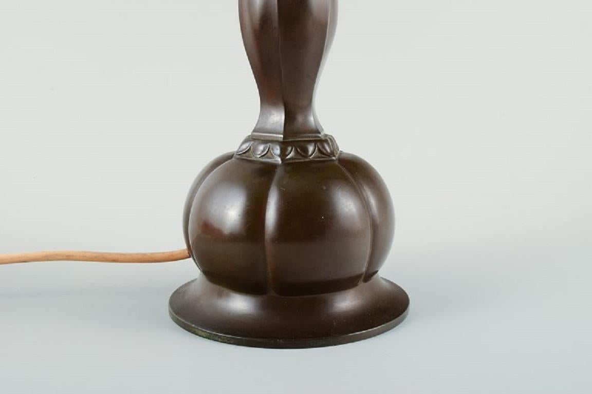 Mid-20th Century Just Andersen, Table Lamp in Patinated 