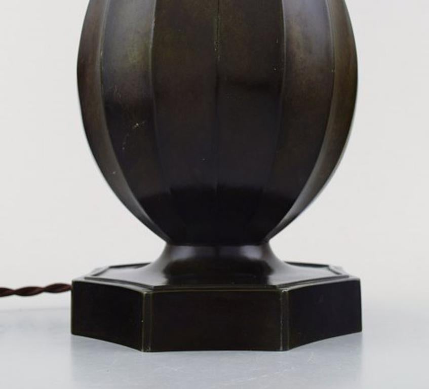 Art Deco Just Andersen 1884-1943 Table Lamp in Patinated 