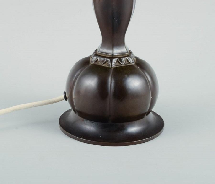 Danish Just Andersen, Table Lamp of Patinated Disco Metal, 1930s